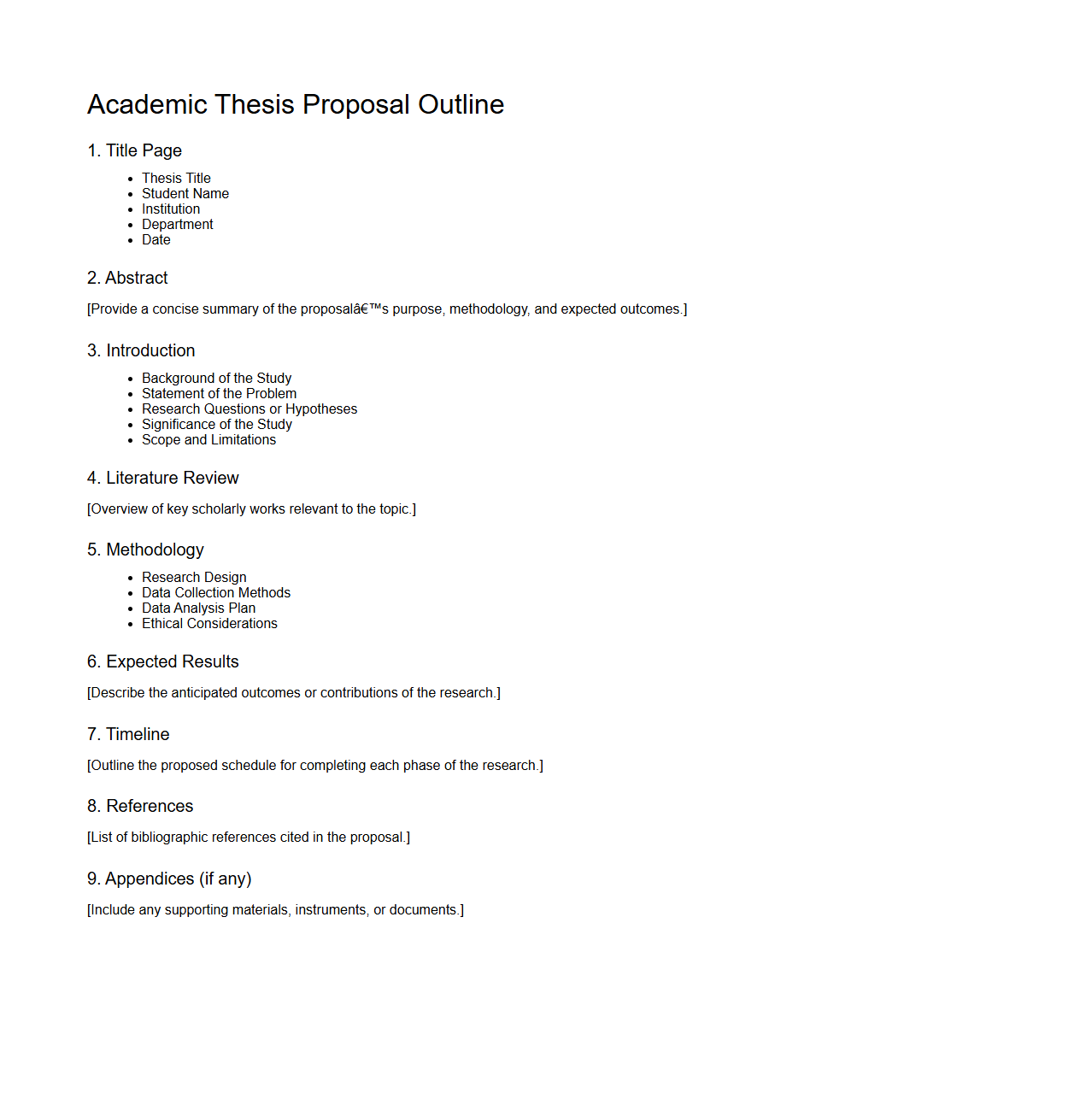 Academic Thesis Proposal Outline