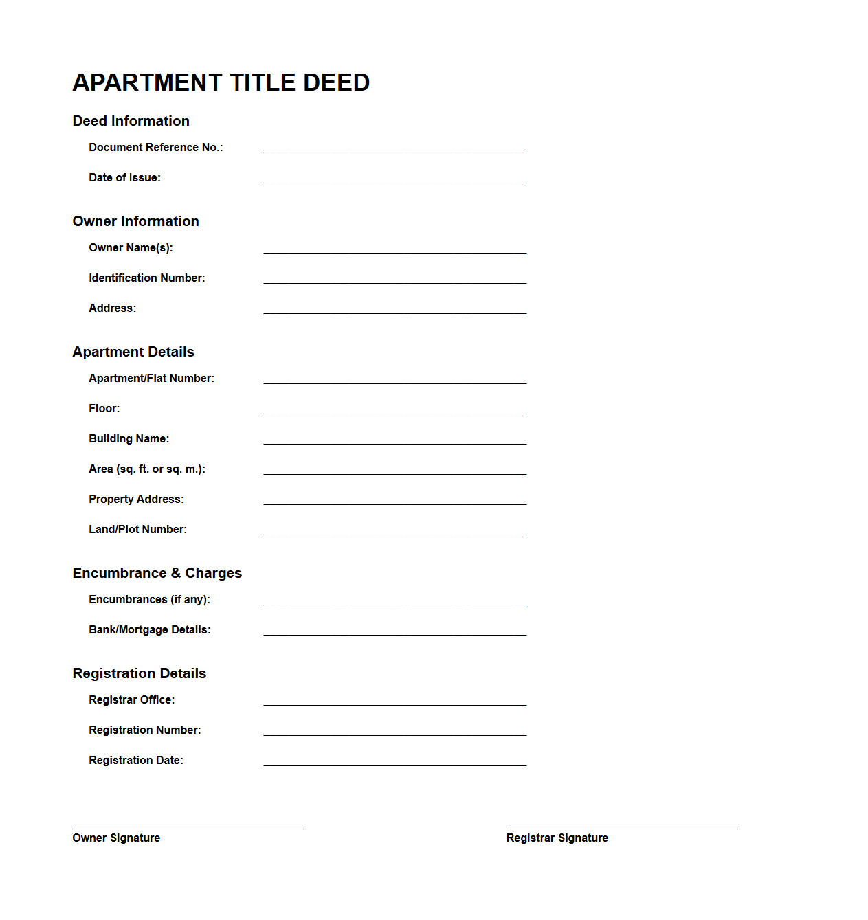 Apartment Title Deed Format