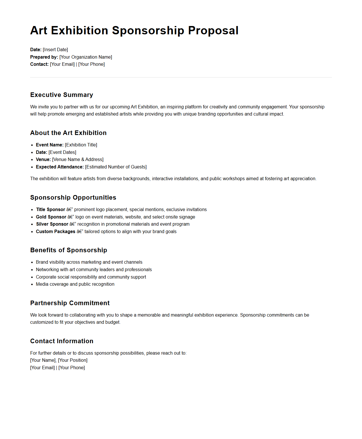 Art Exhibition Sponsorship Proposal Document