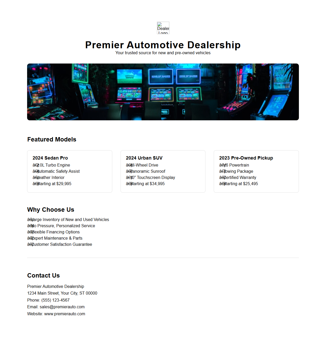 Automotive Dealership Sales Brochure Example