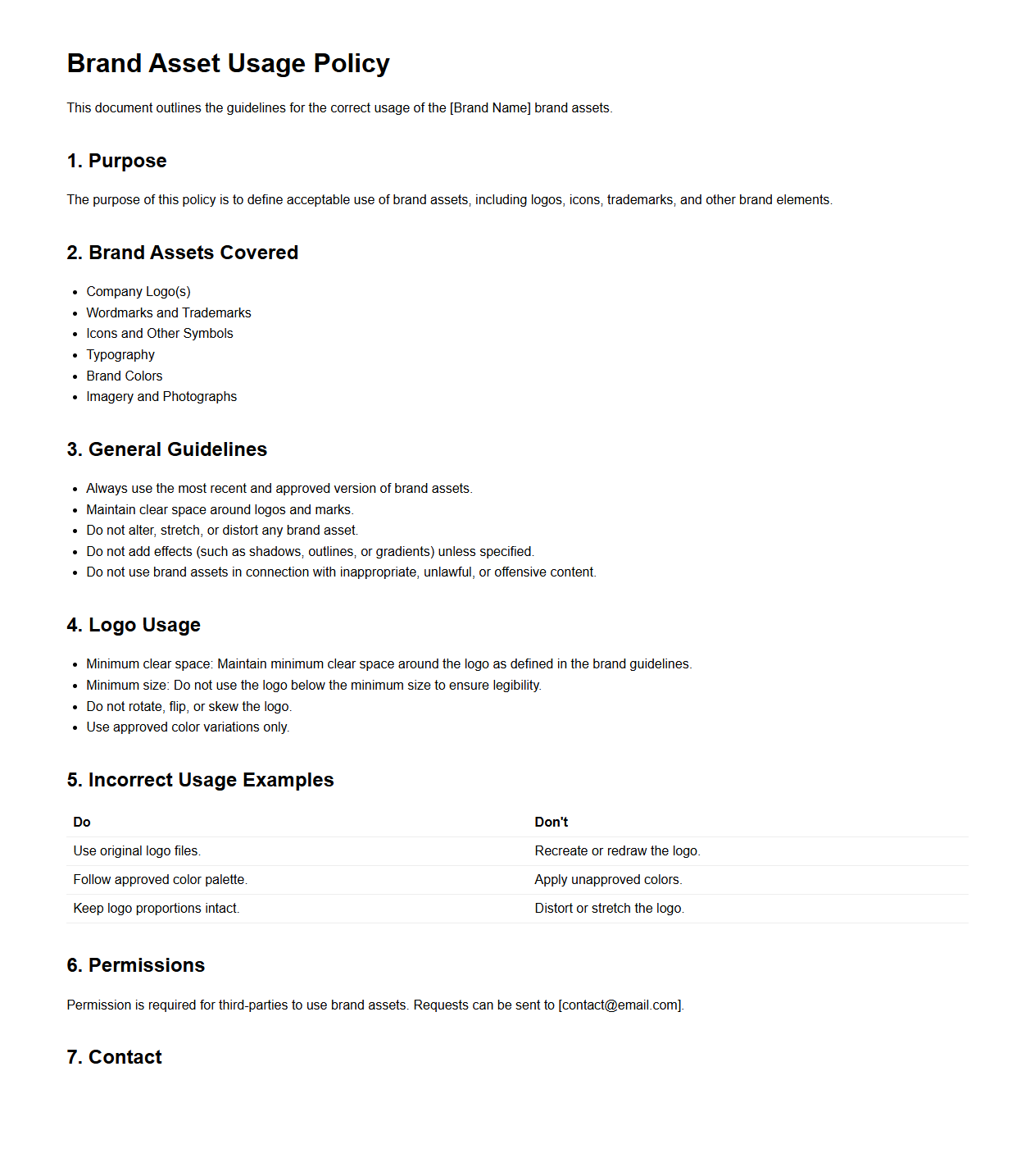 Brand Asset Usage Policy Document