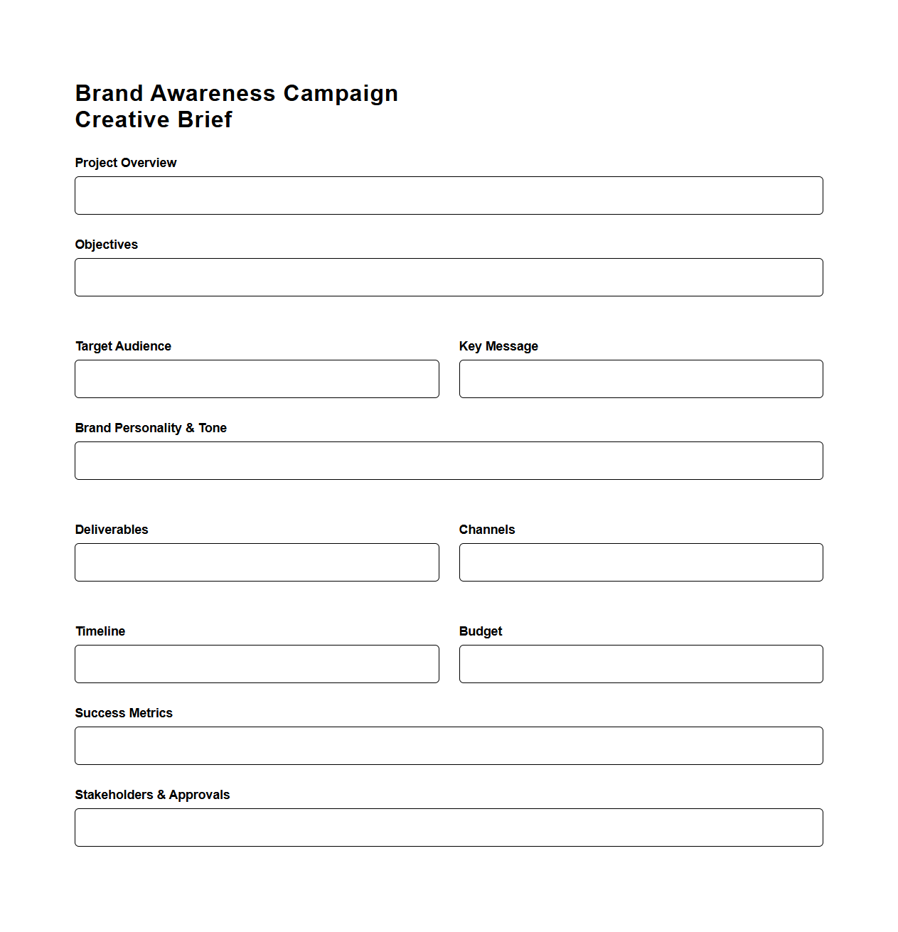 Brand Awareness Campaign Creative Brief Format