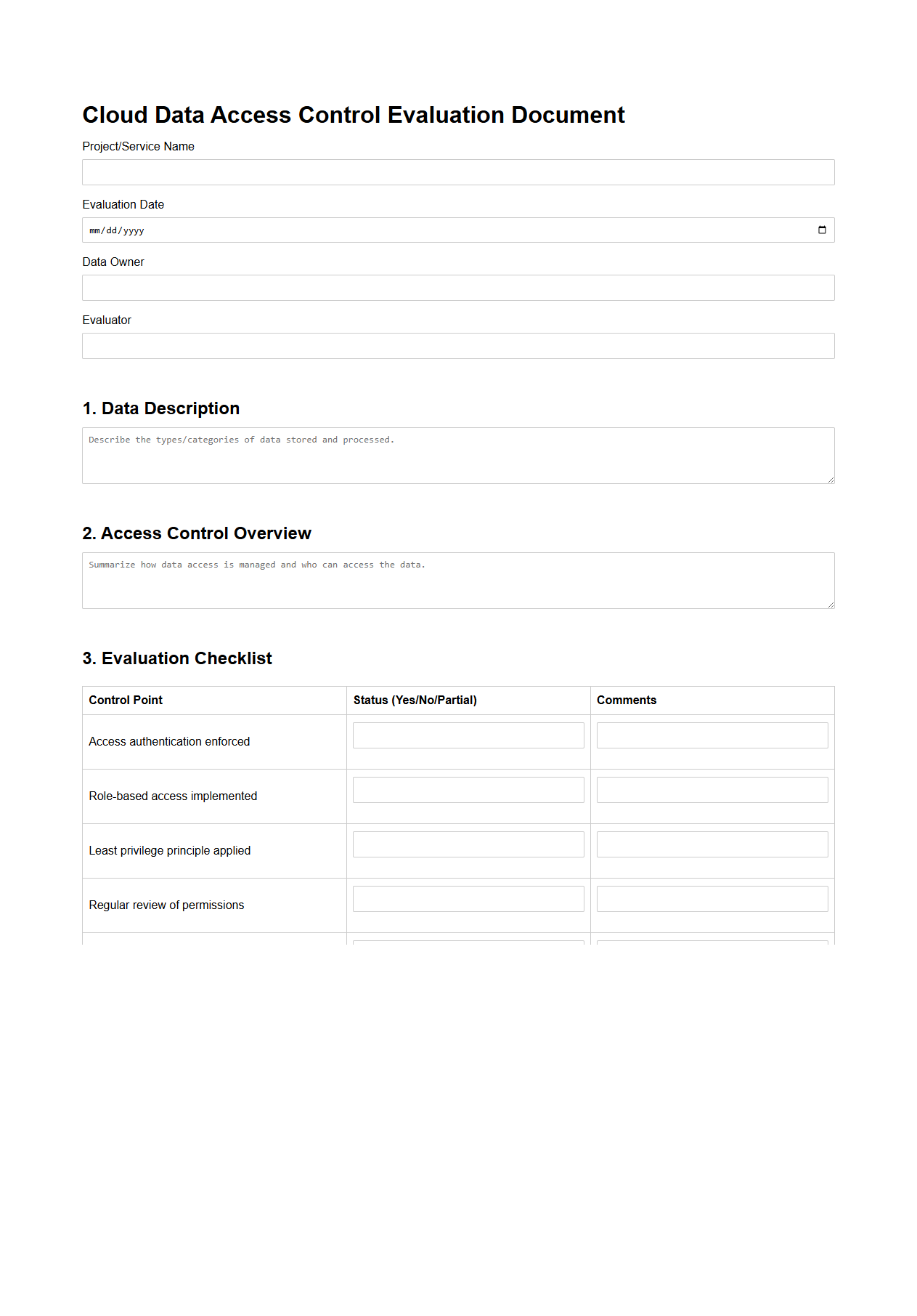 Cloud Data Access Control Evaluation Document