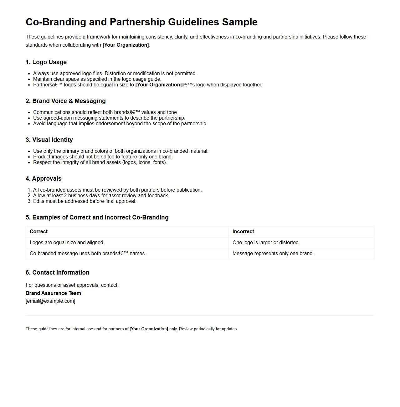 Co-Branding and Partnership Guidelines Sample