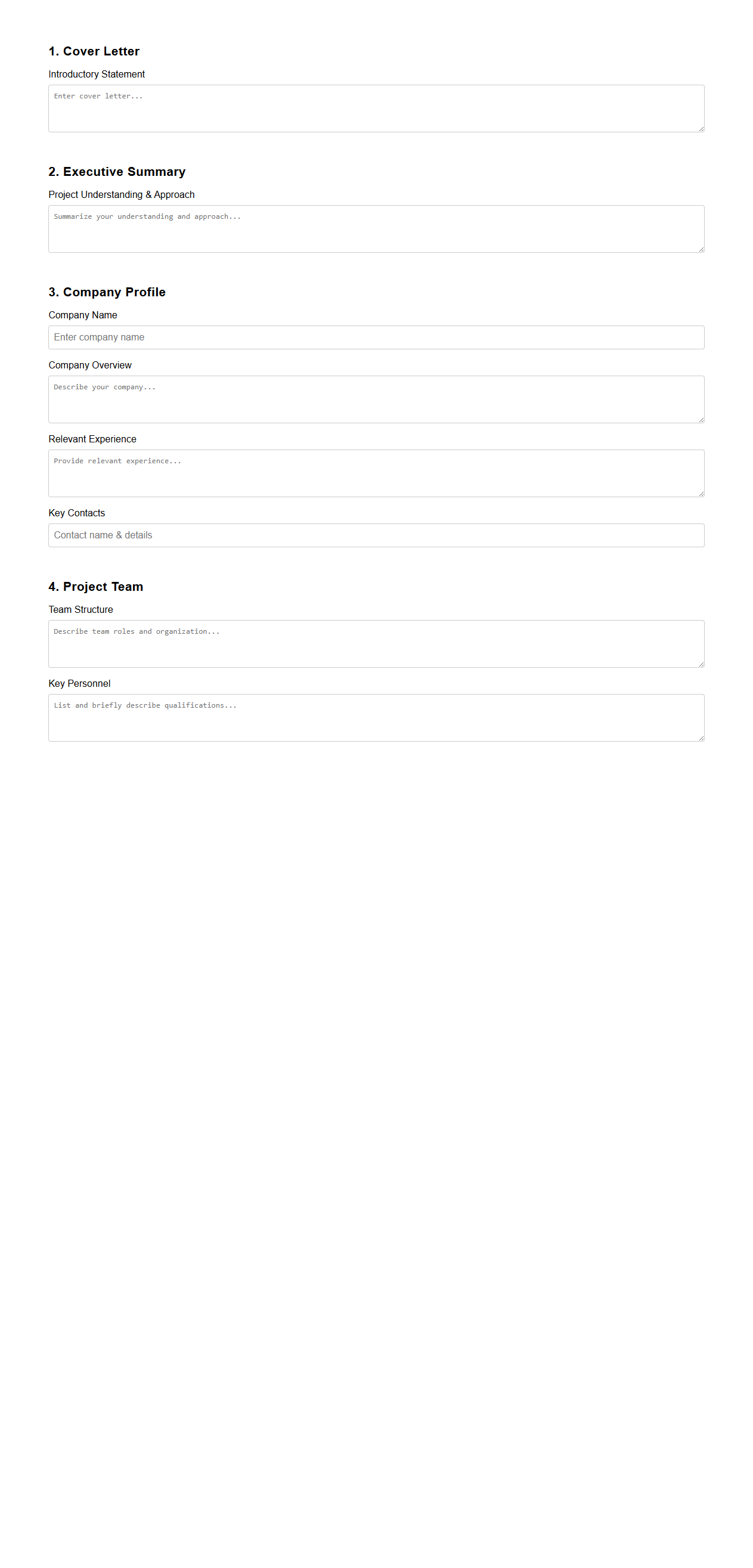 Comprehensive RFP Response Template for Consulting Services