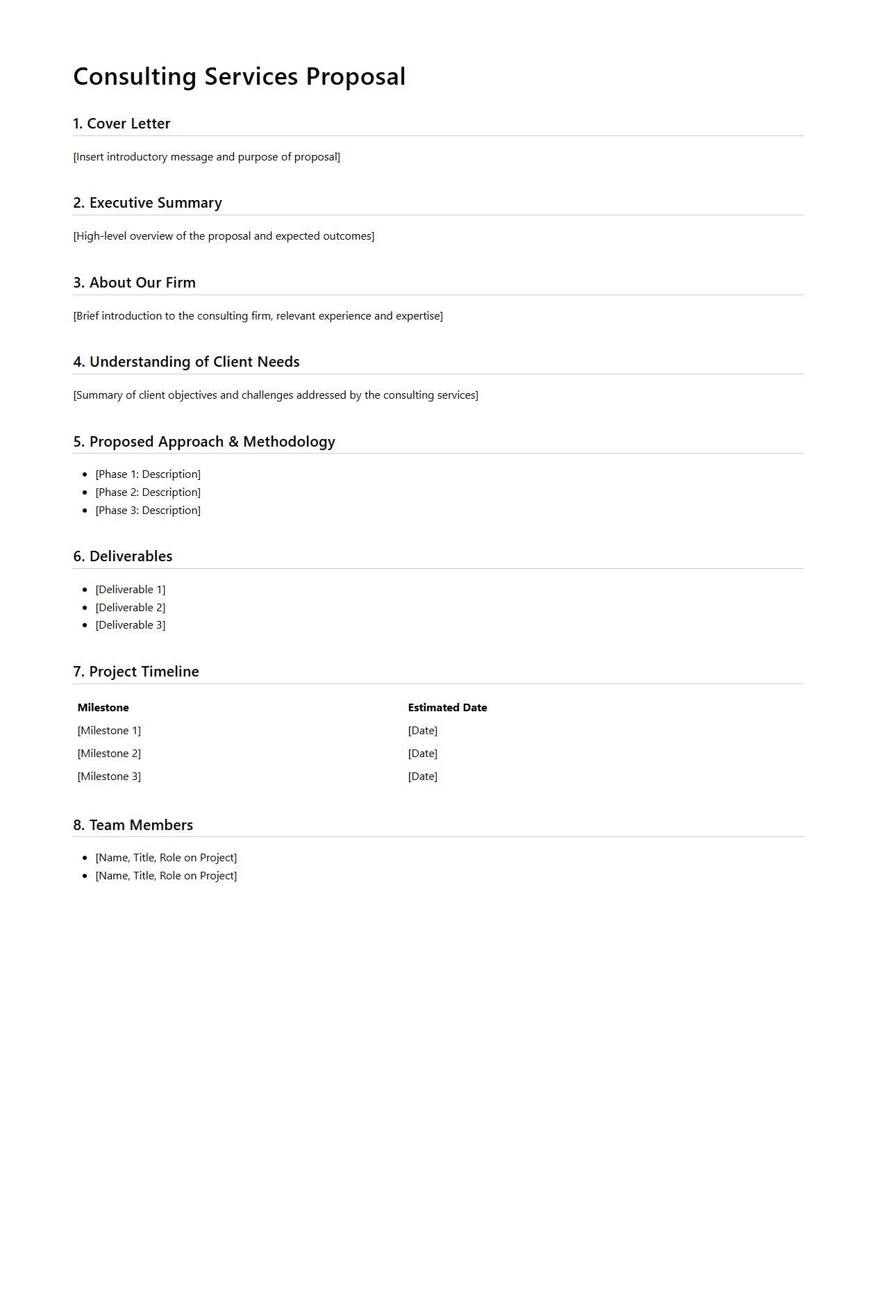 Consulting Services Proposal Format