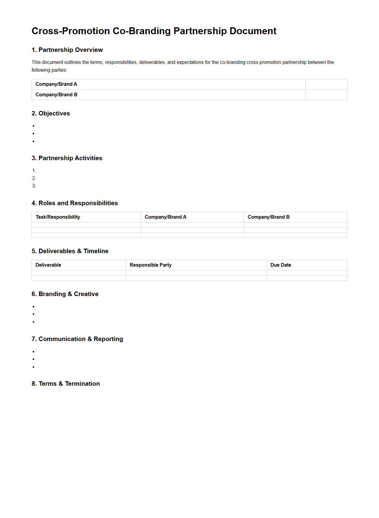 Cross-Promotion Co-Branding Partnership Document