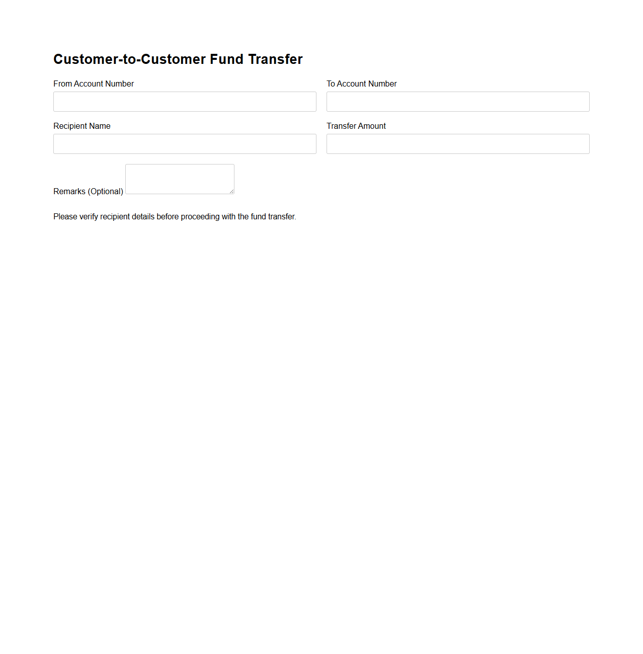Customer-to-Customer Fund Transfer Template