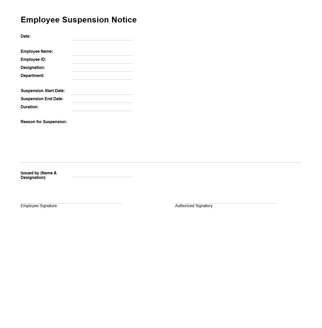 Employee Suspension Notice Format