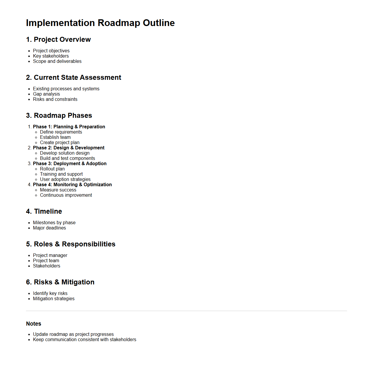 Implementation Roadmap Outline