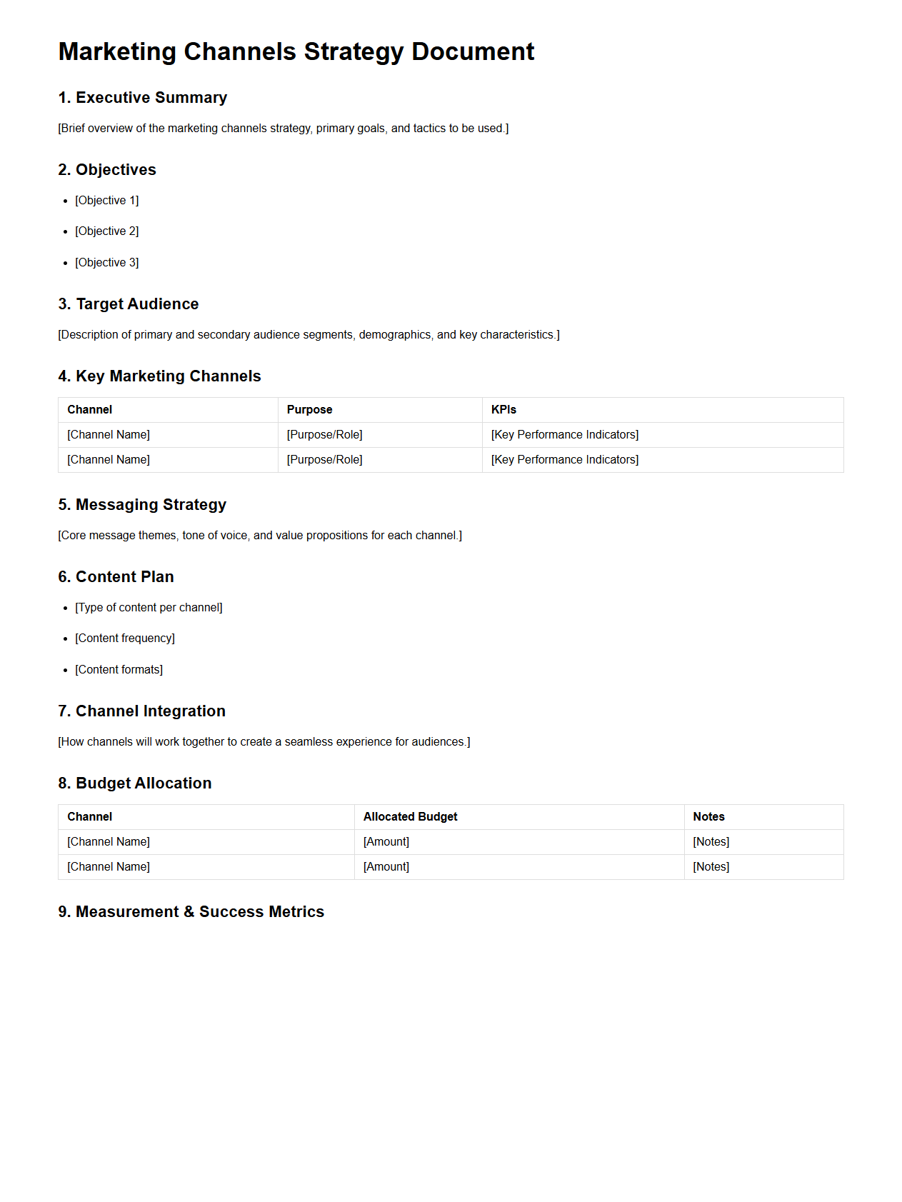 Marketing Channels Strategy Document