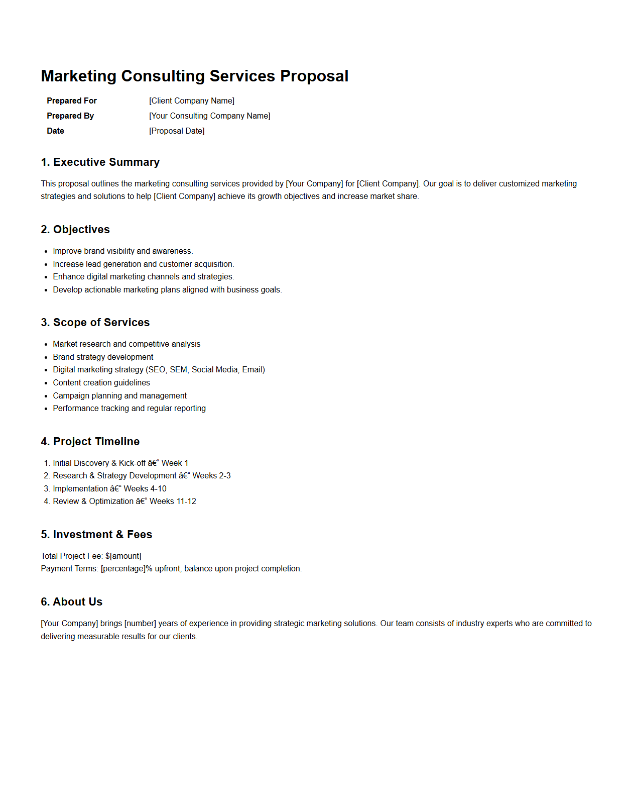 Marketing Consulting Services Proposal Example