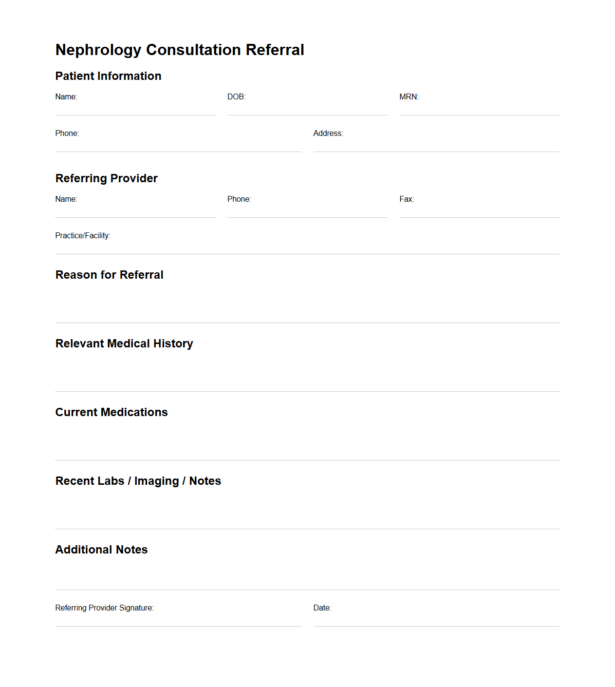 Nephrology Consultation Referral Example