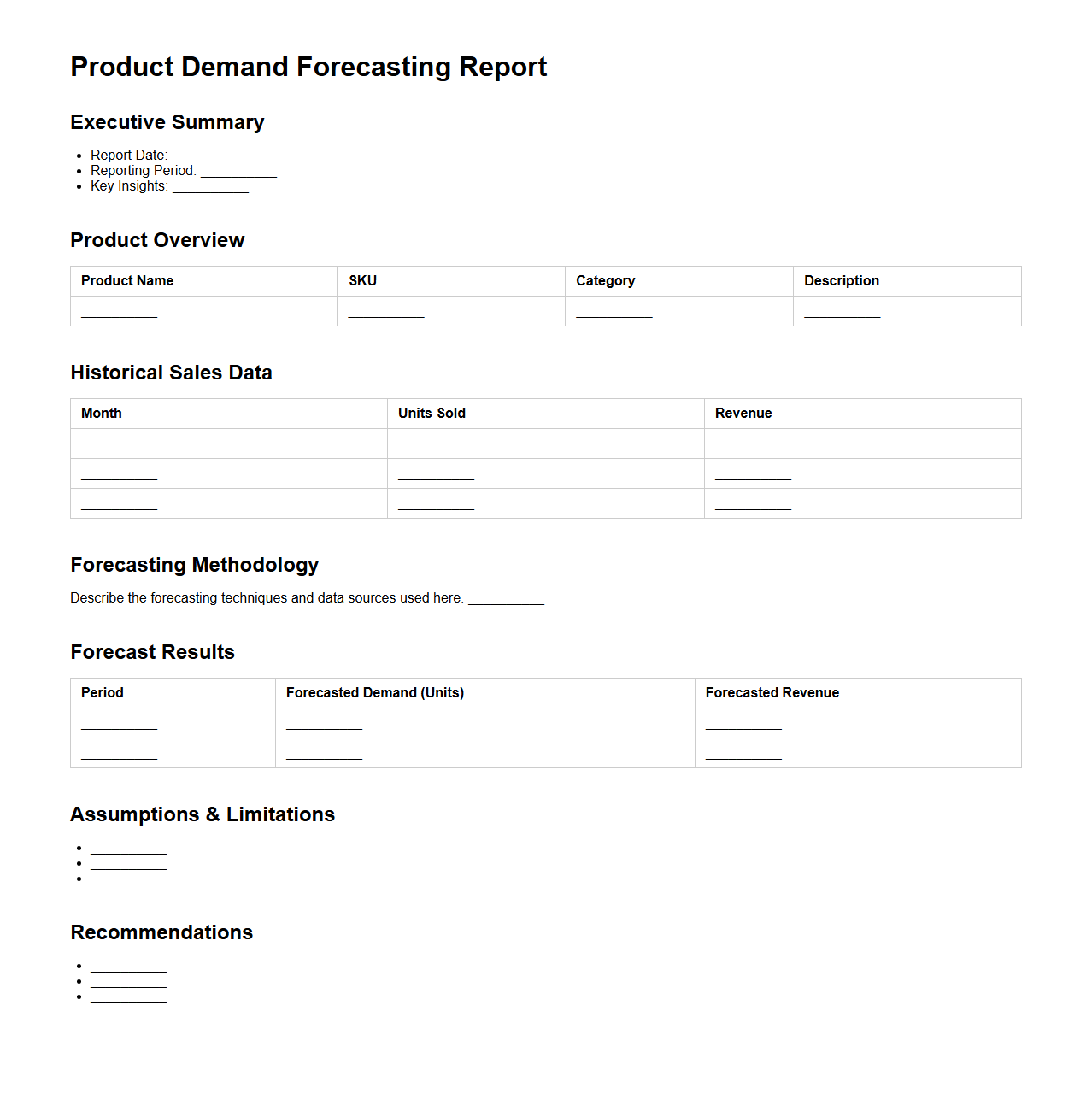 Product Demand Forecasting Report