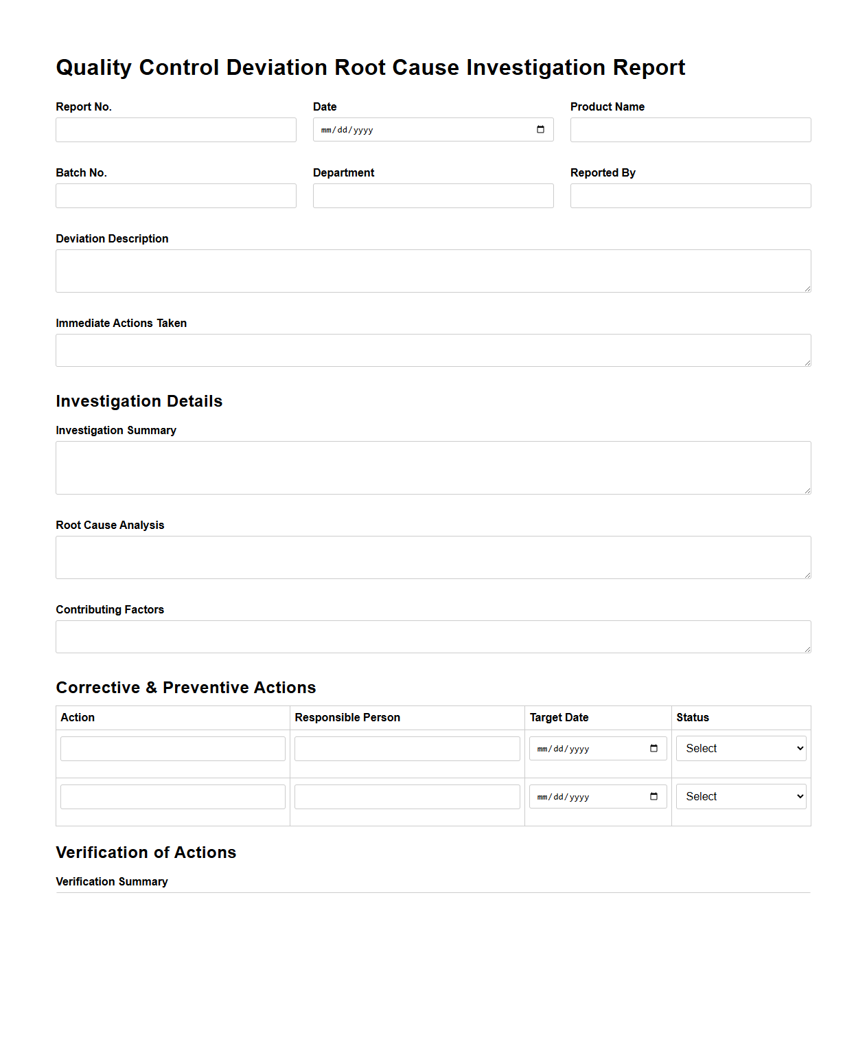 Quality Control Deviation Root Cause Investigation Report
