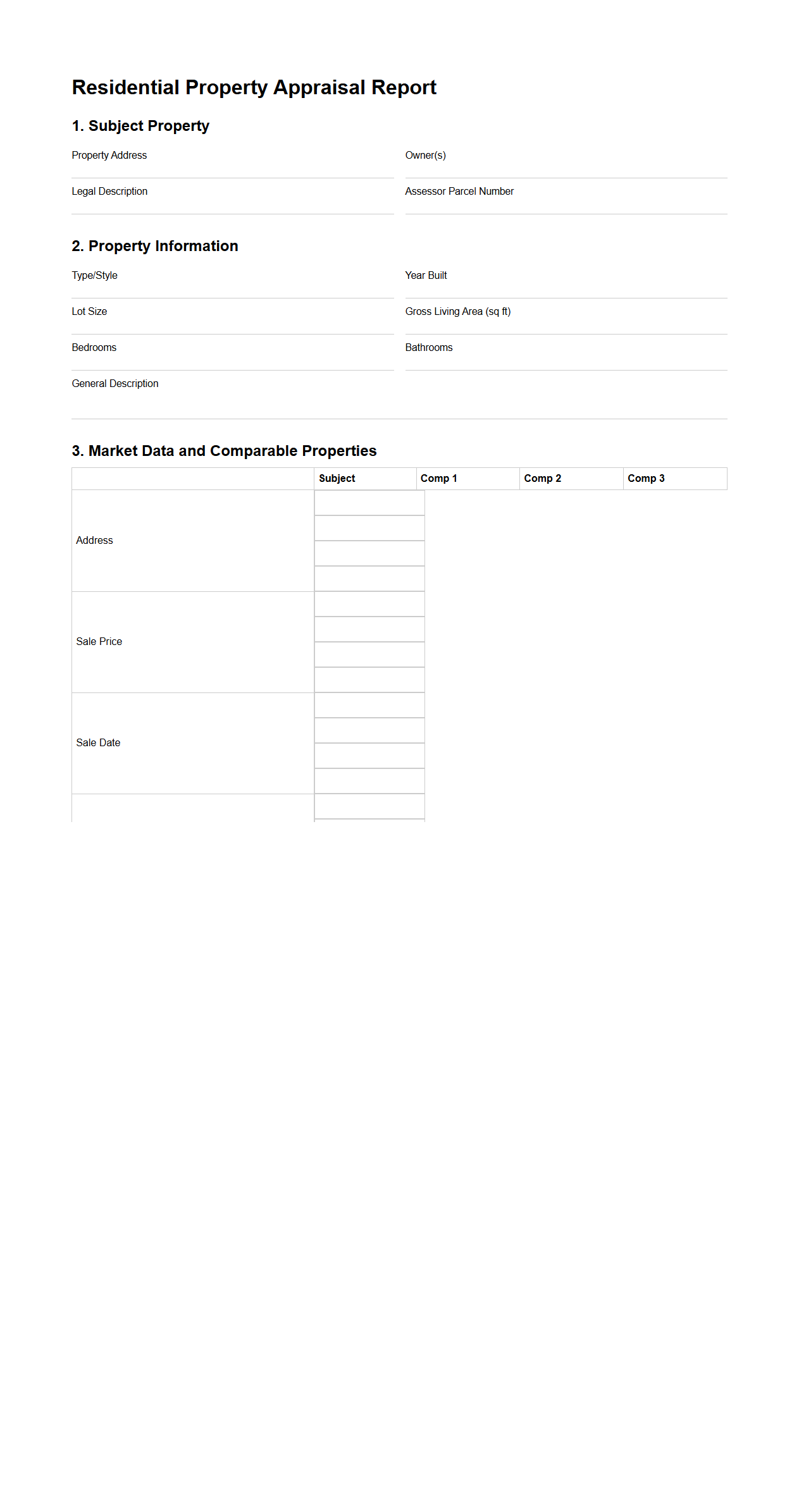 Residential Property Appraisal Report Example