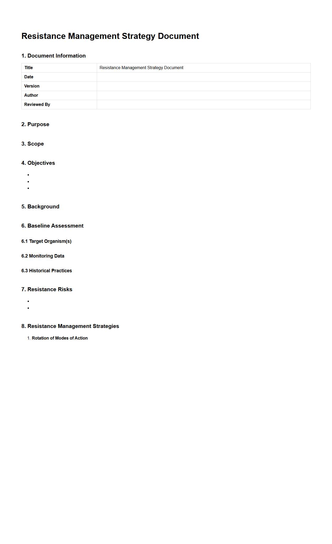 Resistance Management Strategy Document