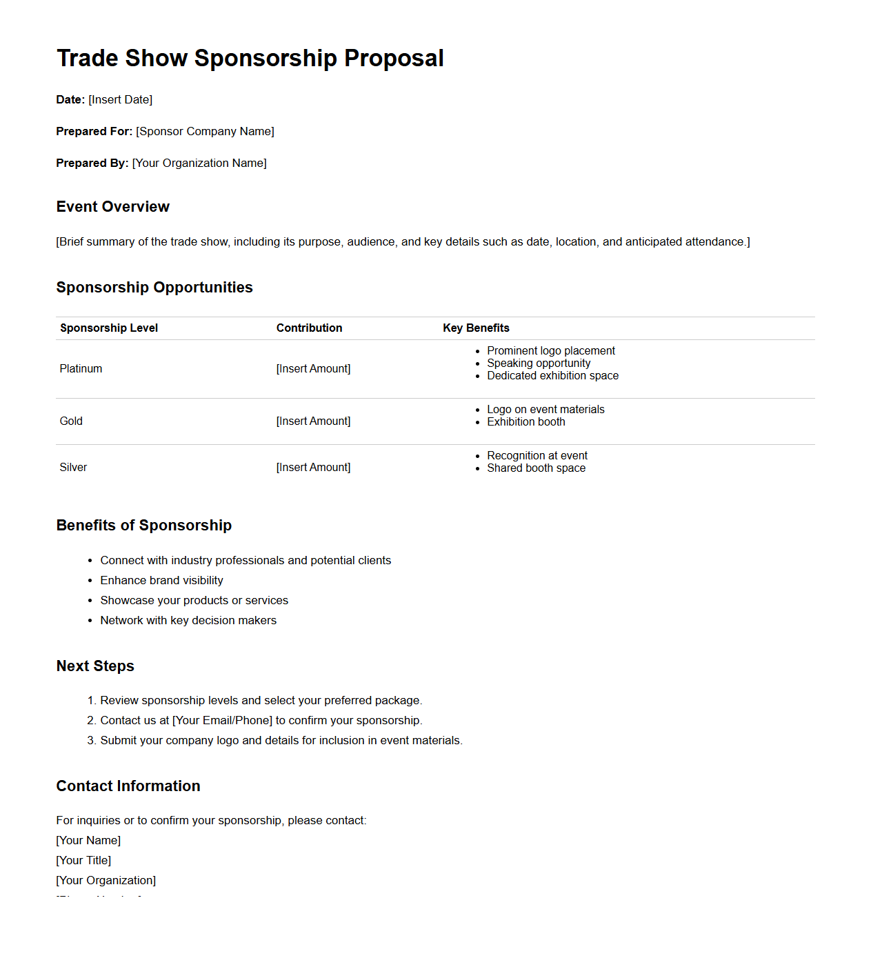Trade Show Sponsorship Proposal