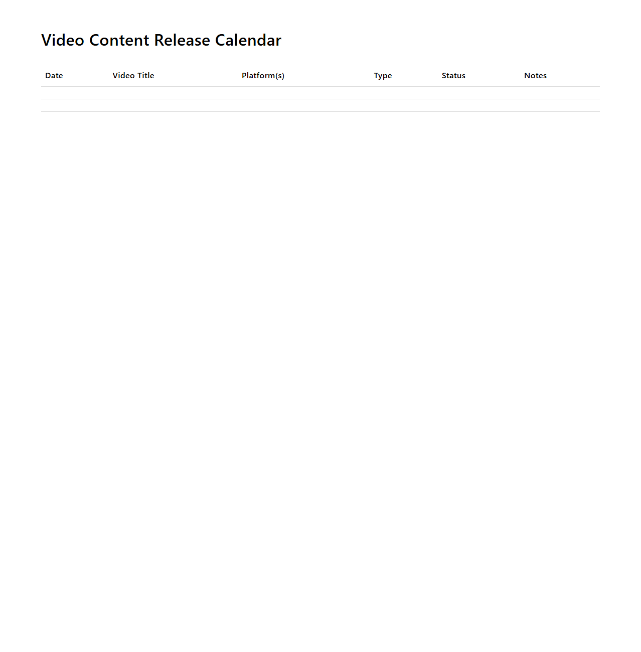 Video Content Release Calendar for Digital Marketing Campaigns