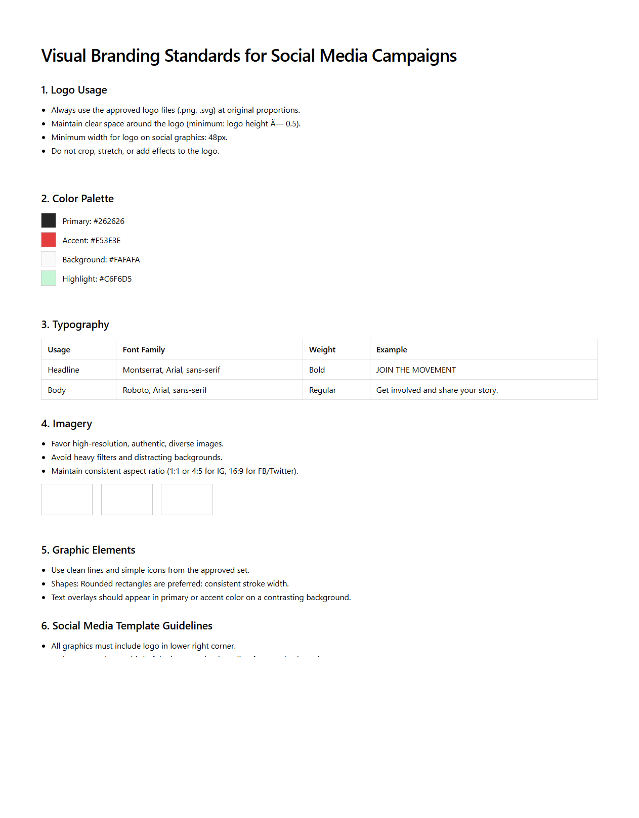 Visual Branding Standards for Social Media Campaigns