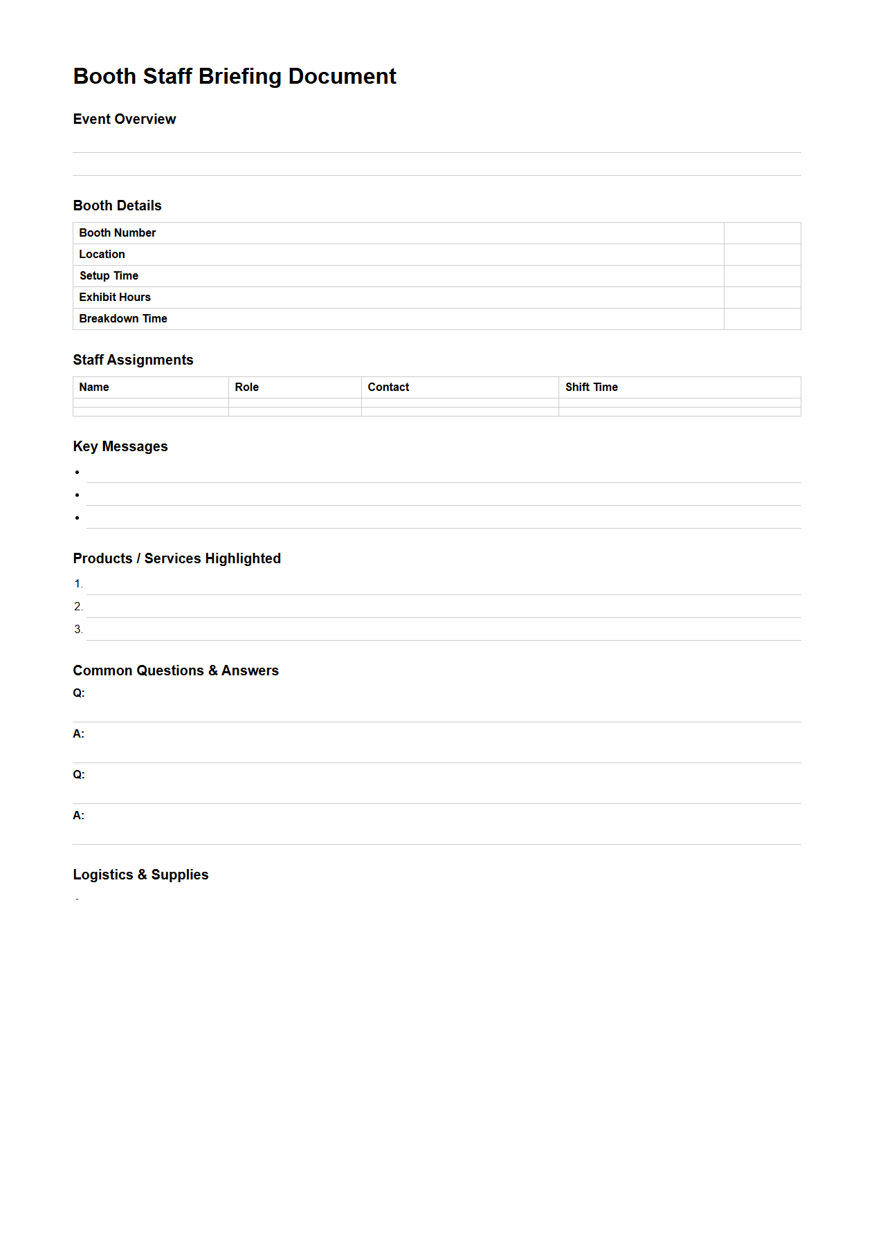 Booth Staff Briefing Document