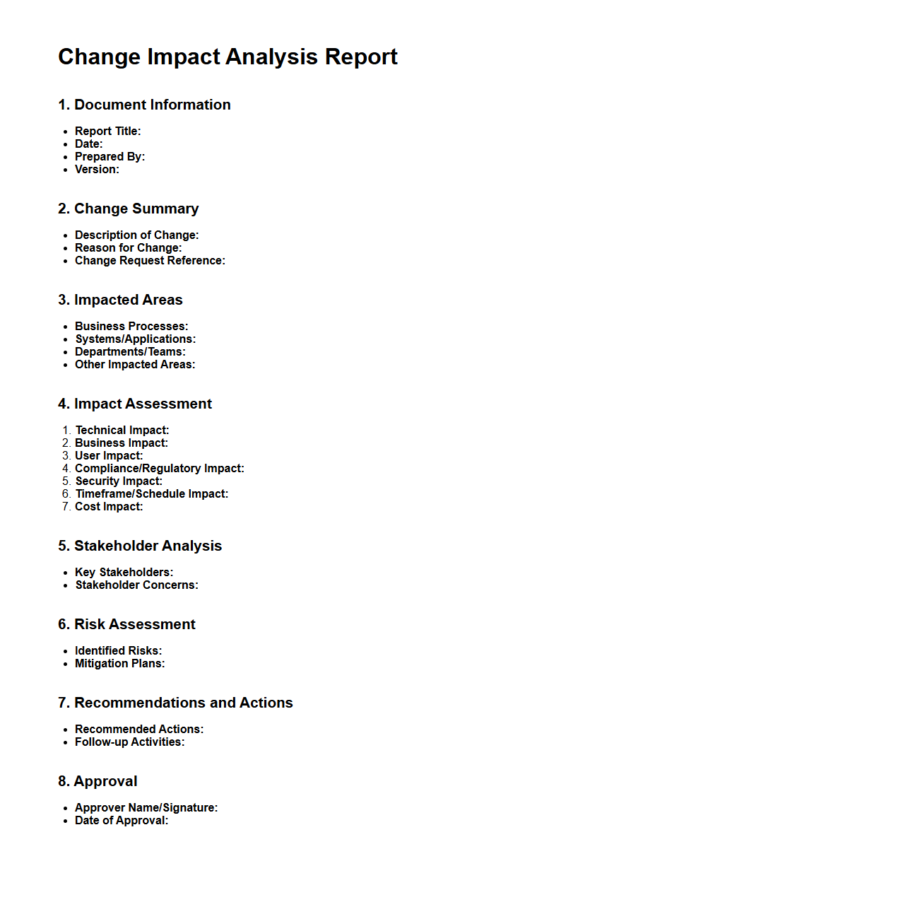 Change Impact Analysis Report Outline