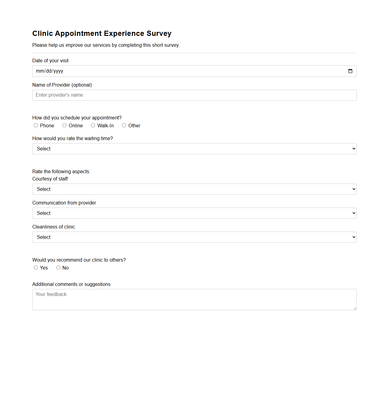 Clinic Appointment Experience Survey