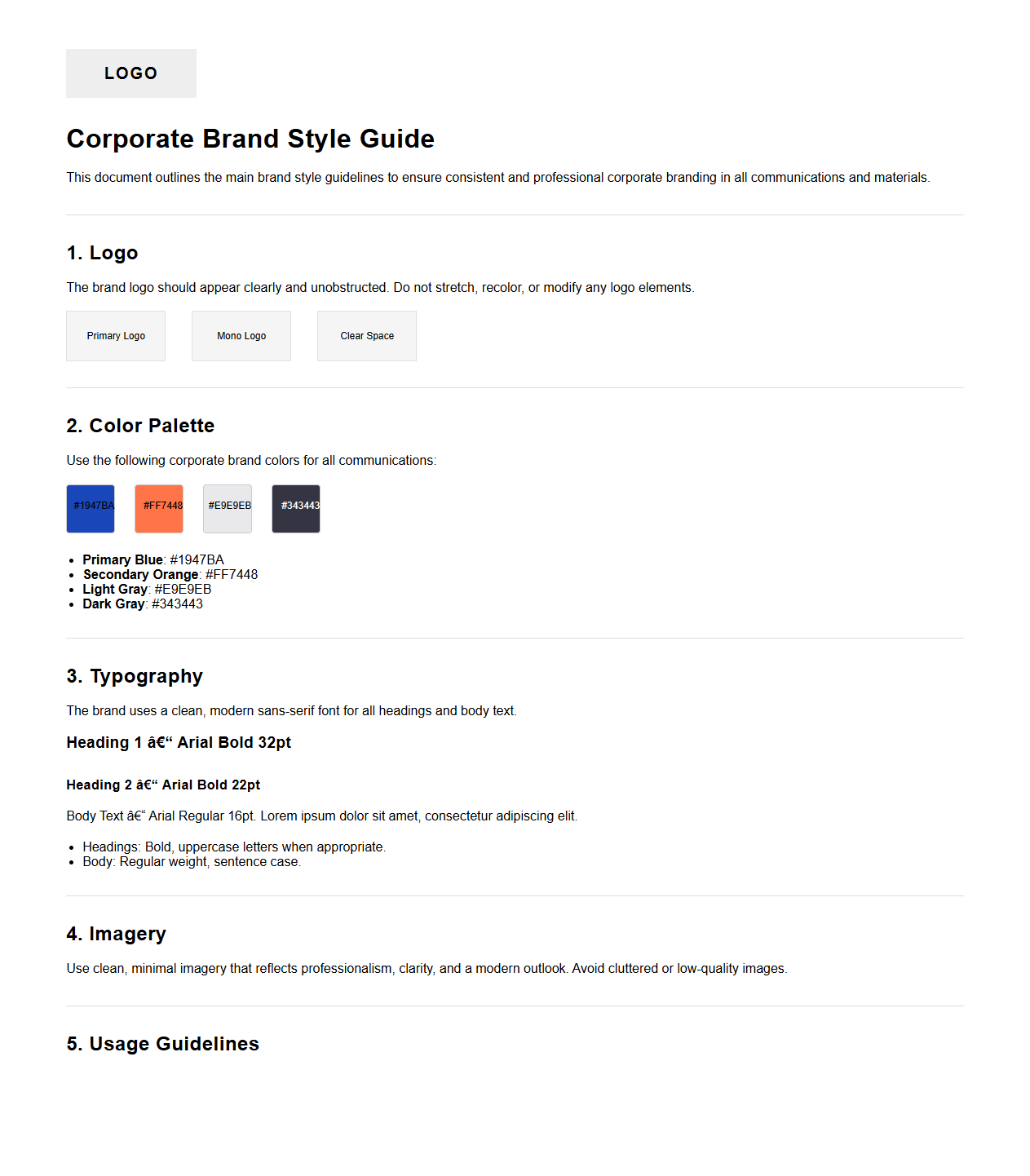 Corporate Brand Style Guide Sample