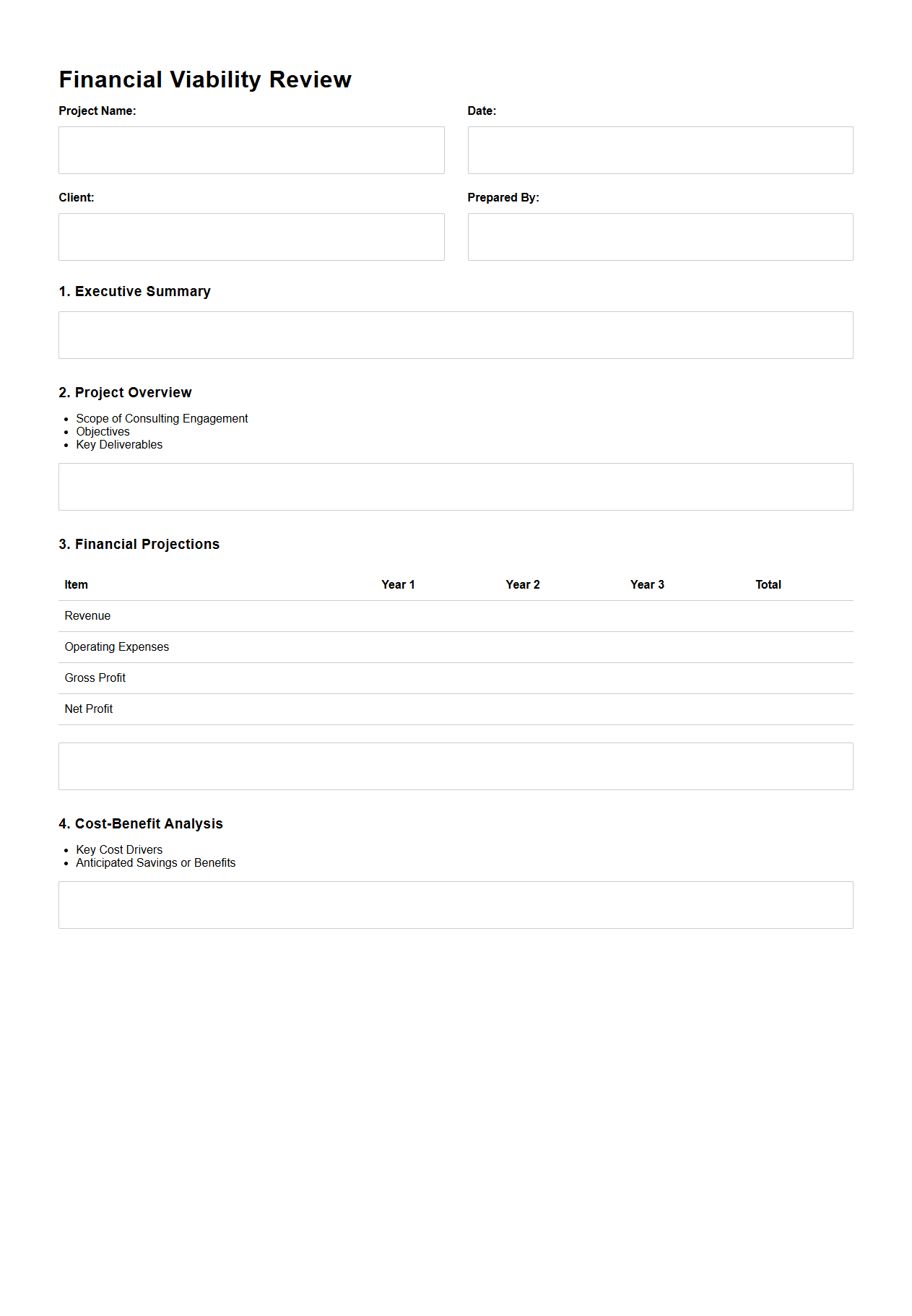 Financial Viability Review for Operations Consulting Projects