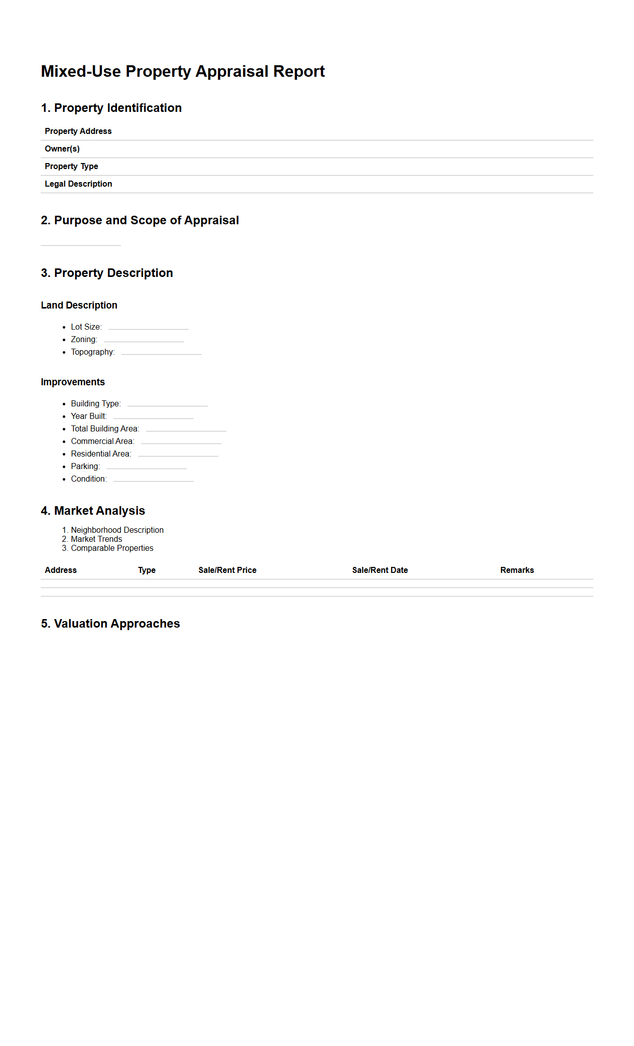 Mixed-Use Property Appraisal Report Format