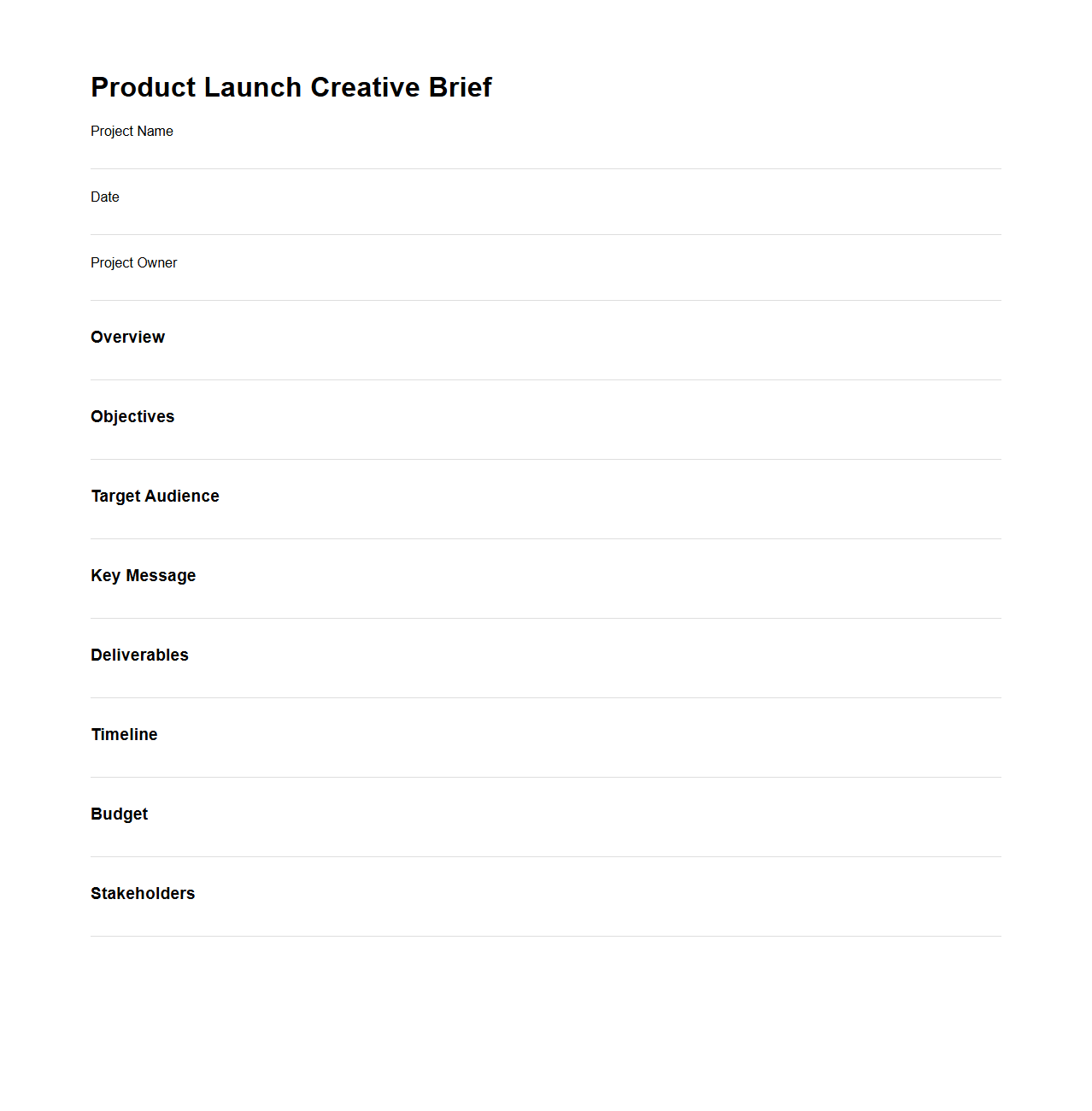 Product Launch Creative Brief Example