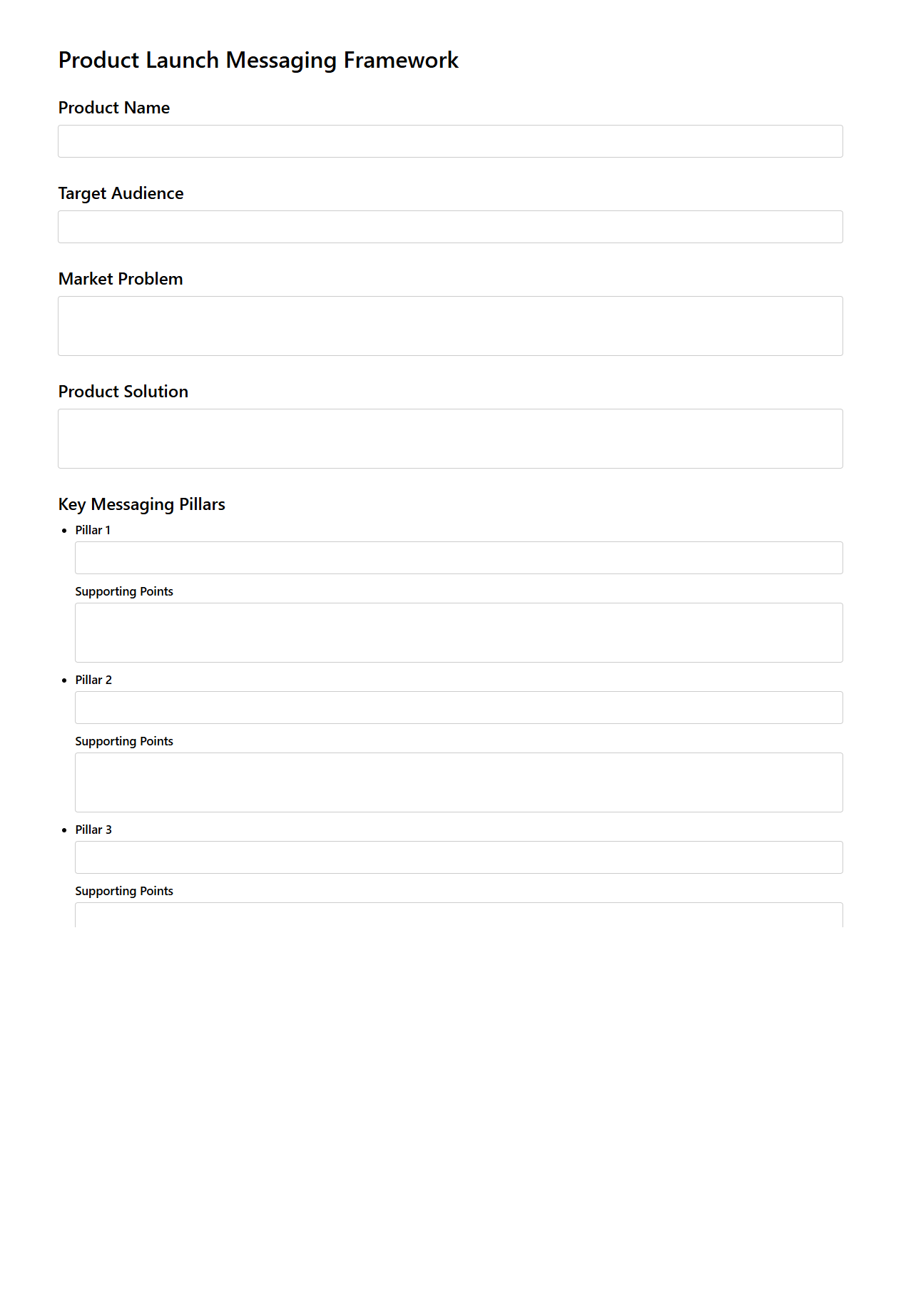 Product Launch Messaging Framework Example