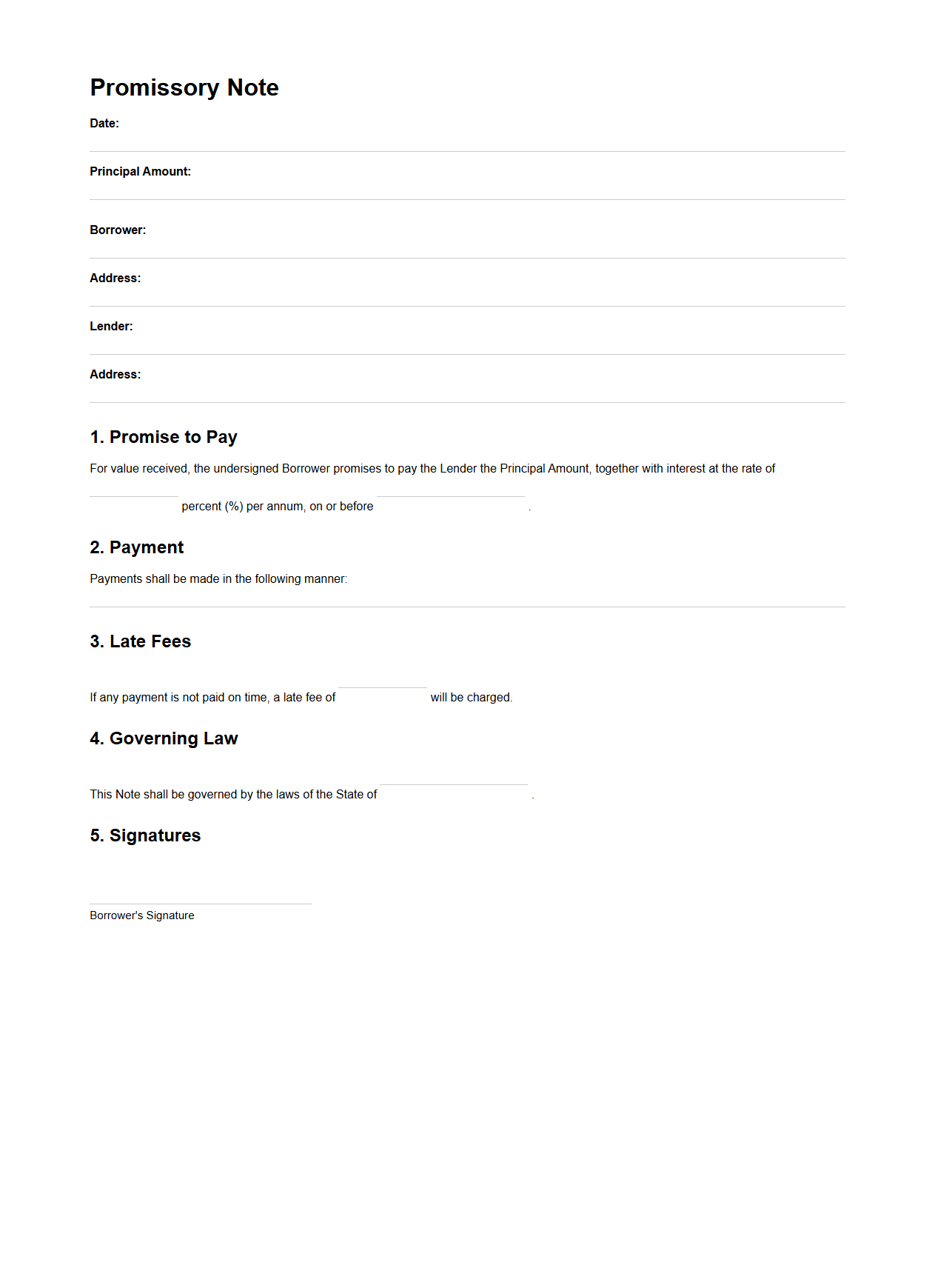 Promissory Note for Personal Loan