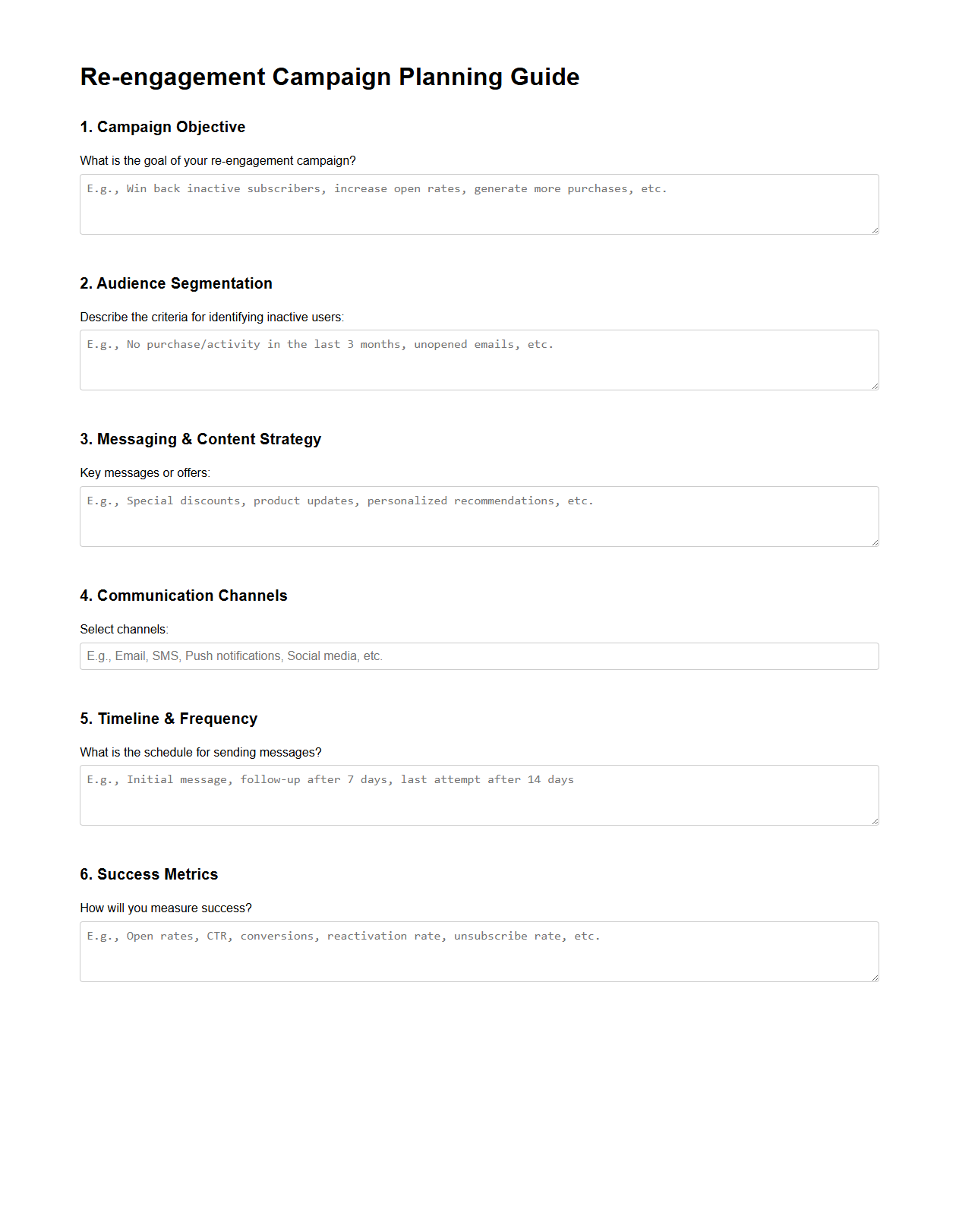 Re-engagement Campaign Planning Guide