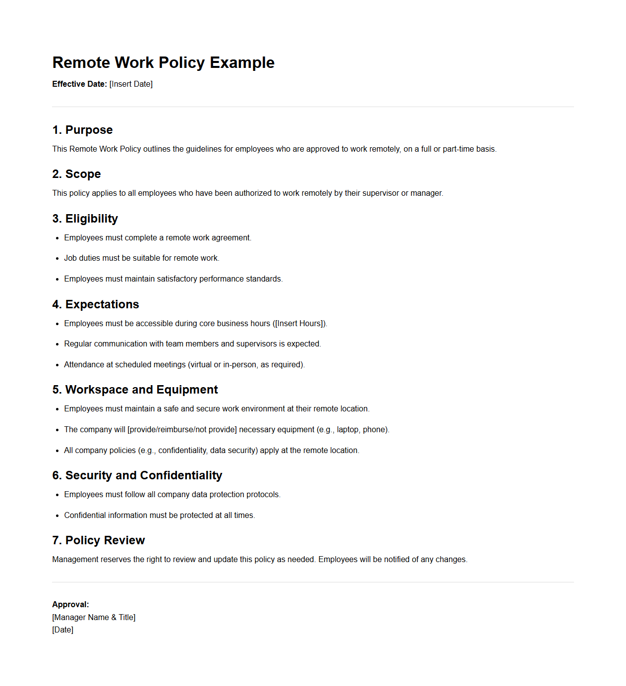 Remote Work Policy Example