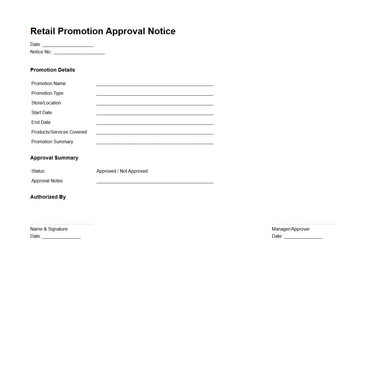 Retail Promotion Approval Notice Template
