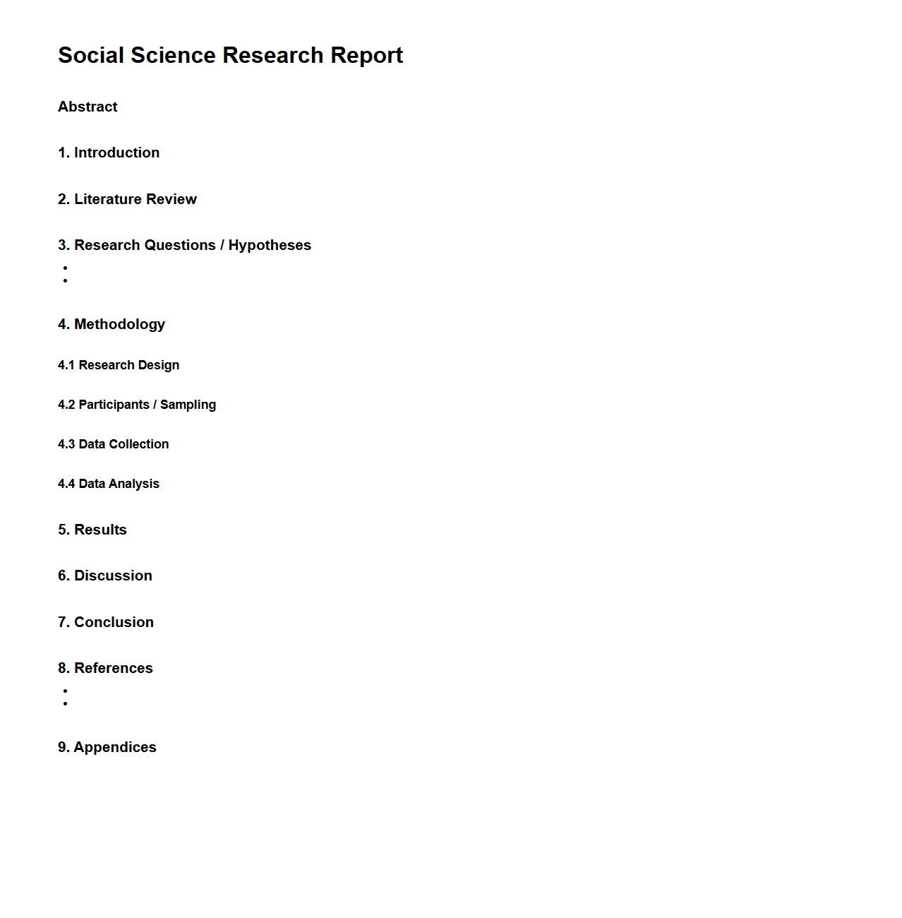 Social Science Research Report Structure for Academic Requirements