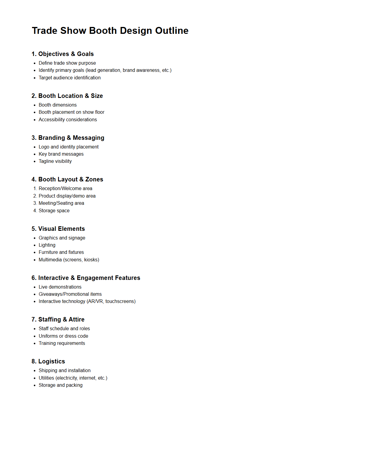 Trade Show Booth Design Outline