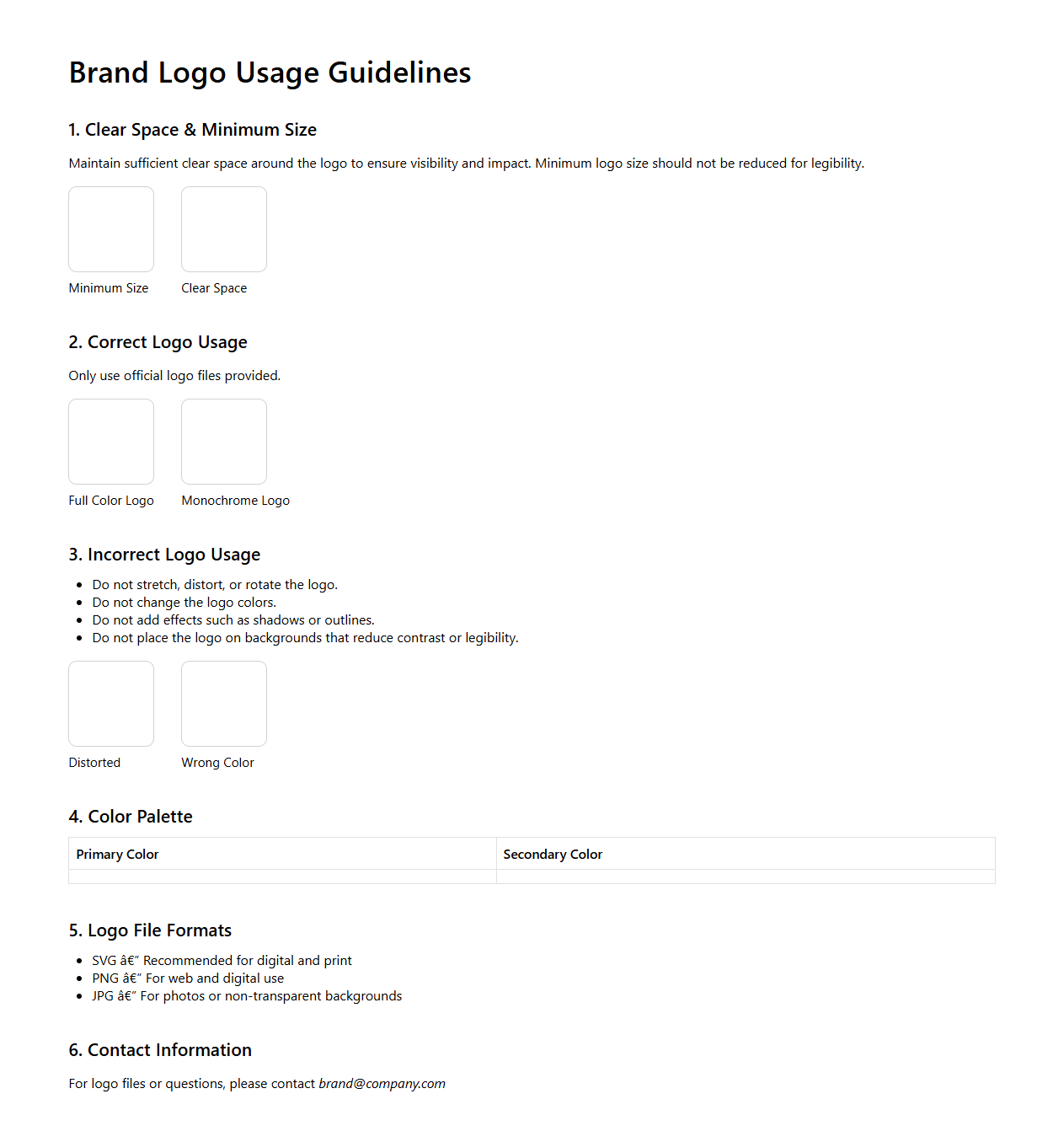 Brand Logo Usage Guidelines Template