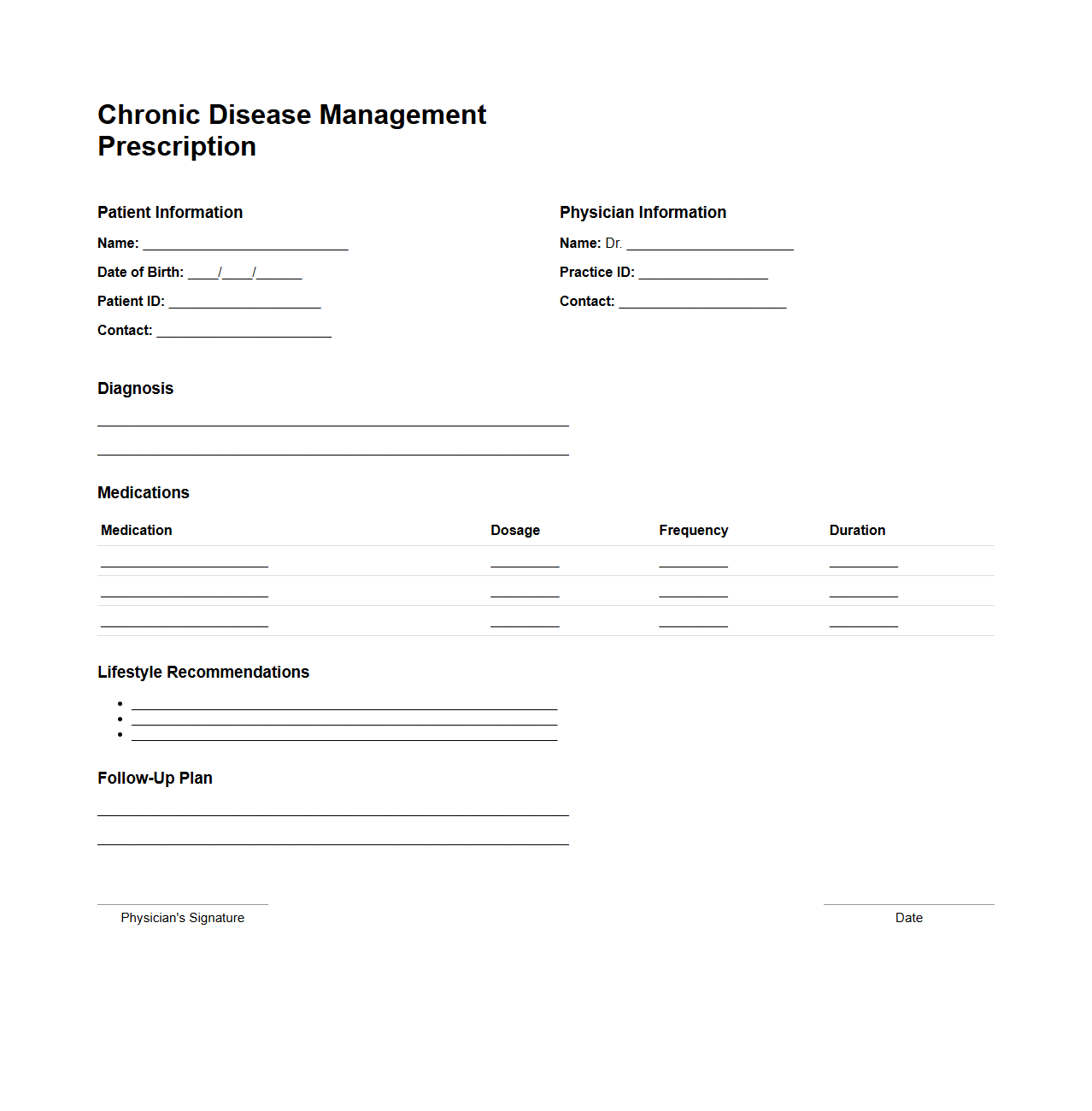 Chronic Disease Management Prescription Example