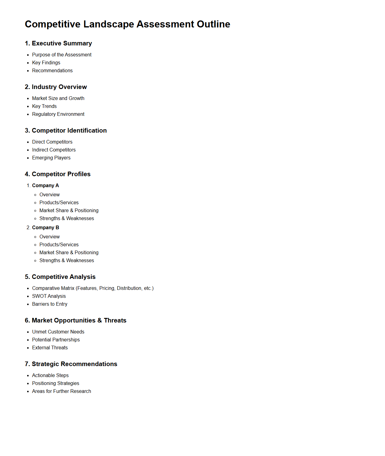 Competitive Landscape Assessment Outline
