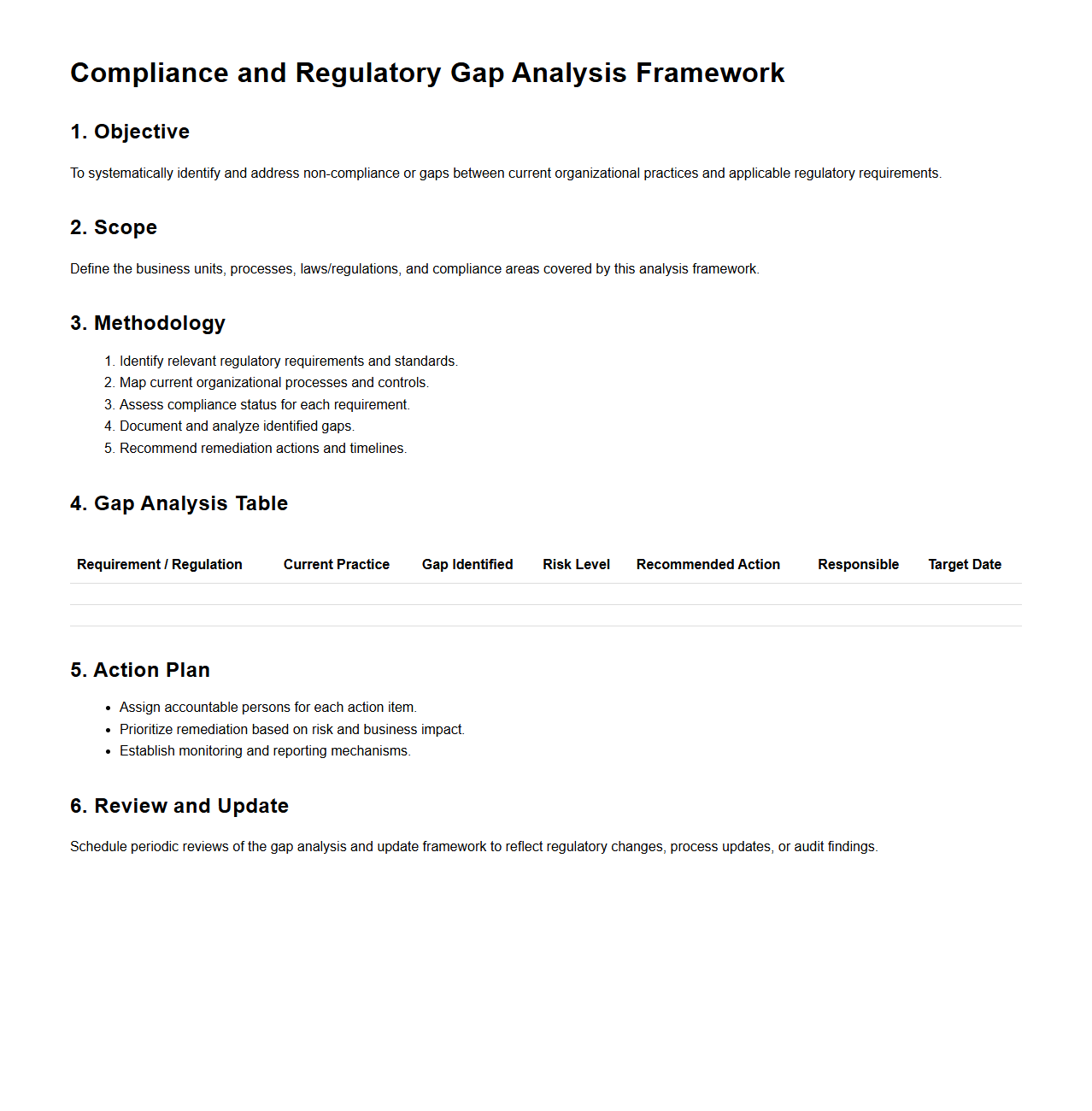 Compliance and Regulatory Gap Analysis Framework