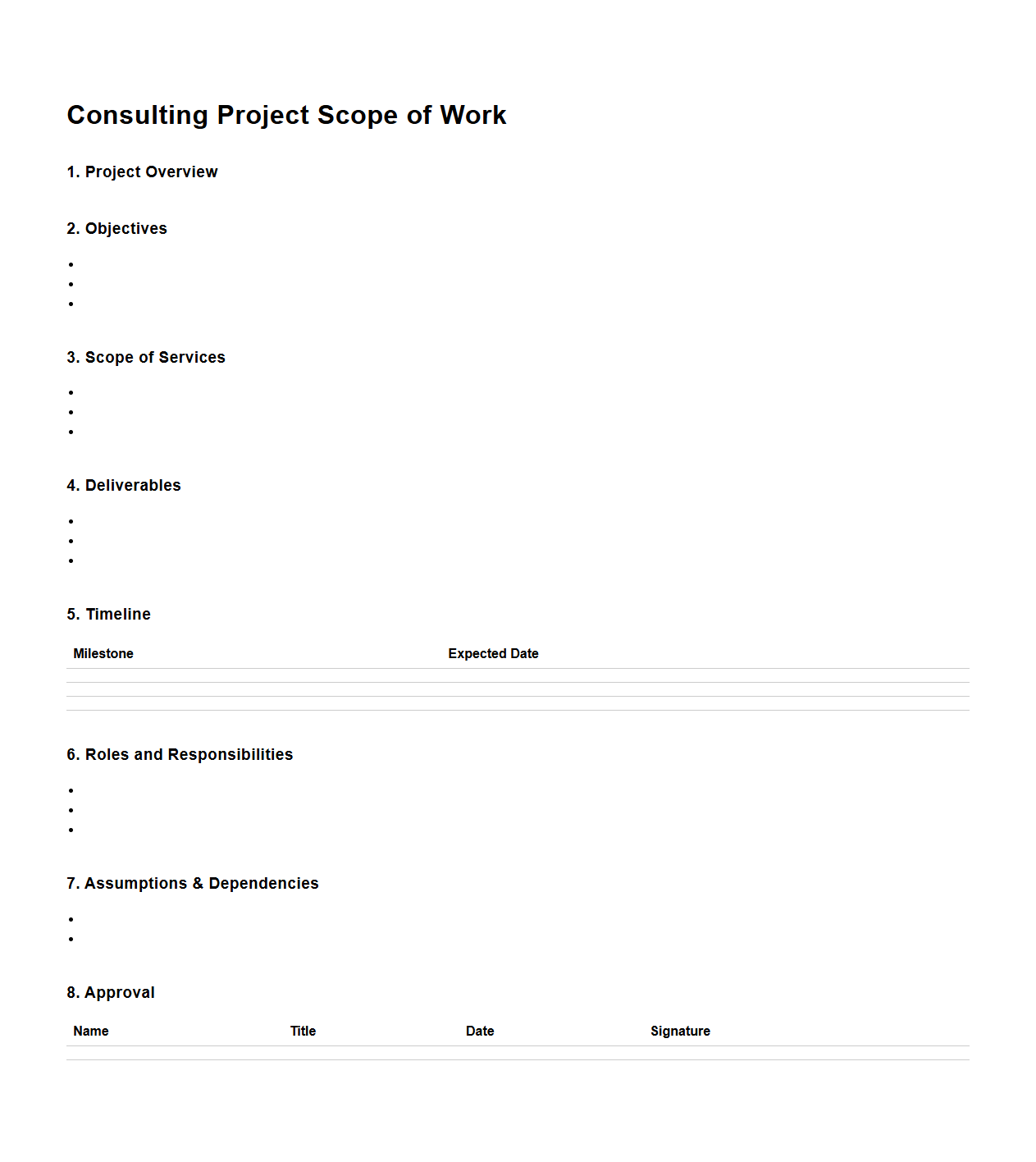 Consulting Project Scope of Work Document