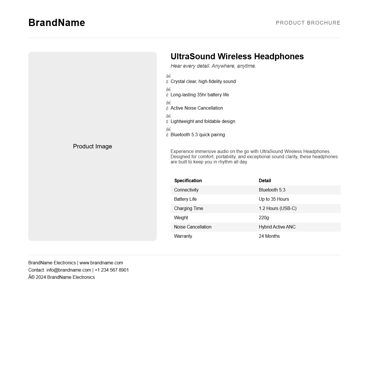 Consumer Electronics Product Brochure Layout