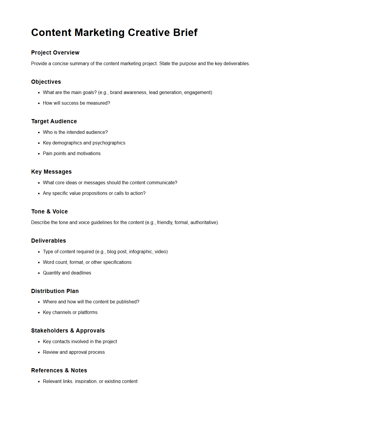 Content Marketing Creative Brief Sample