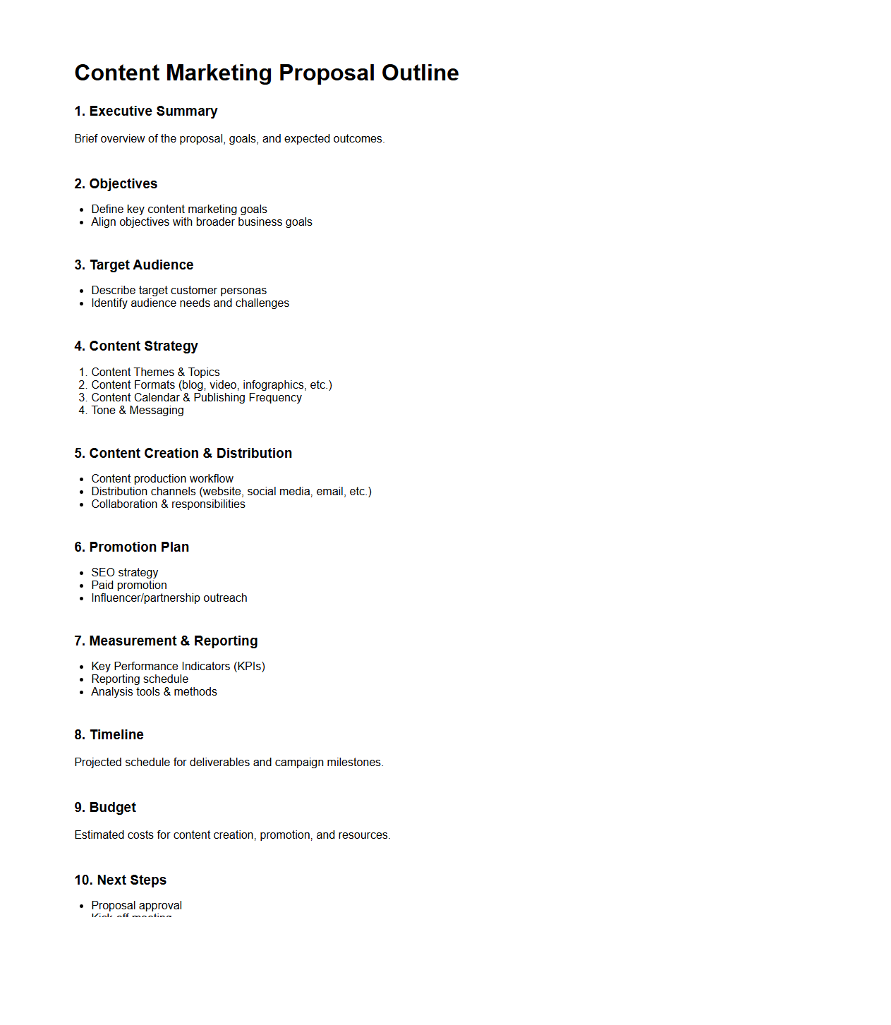 Content Marketing Proposal Outline