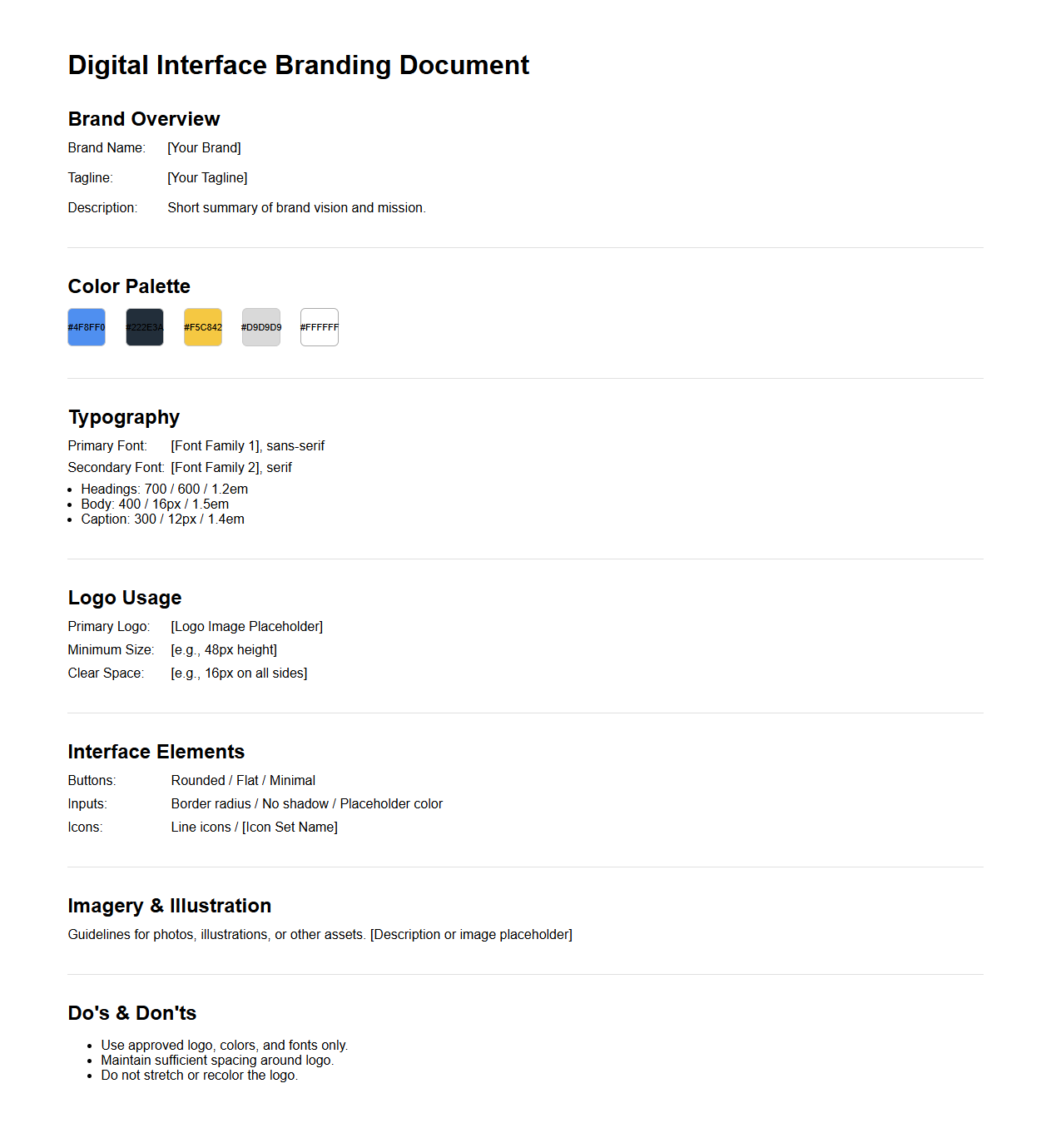 Digital Interface Branding Document