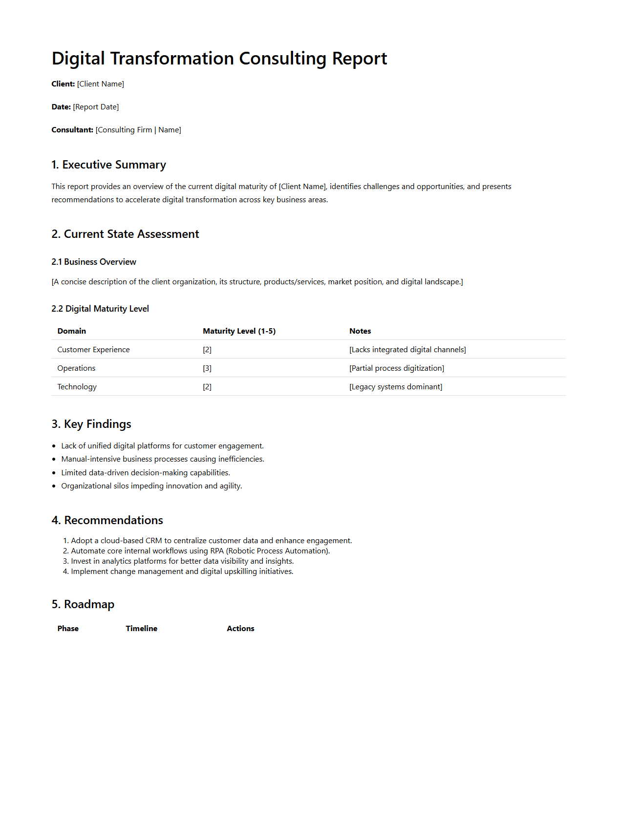 Digital Transformation Consulting Report Sample