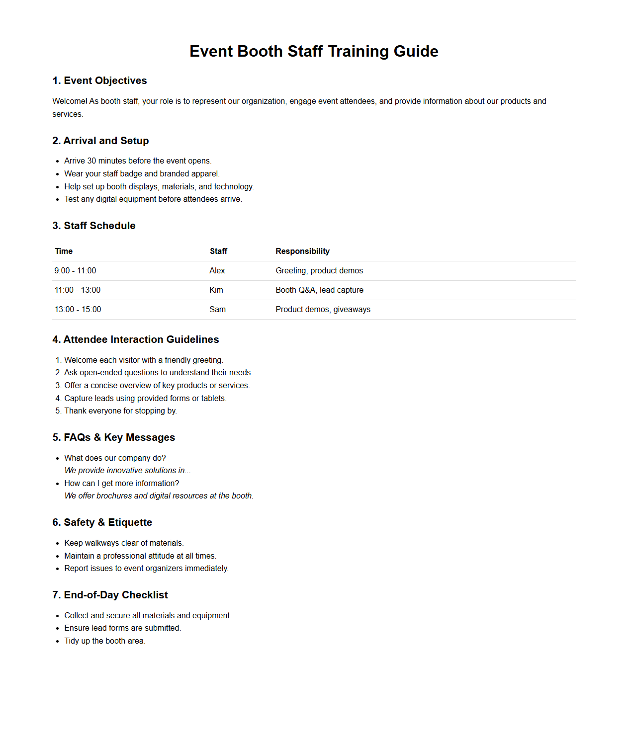 Event Booth Staff Training Guide