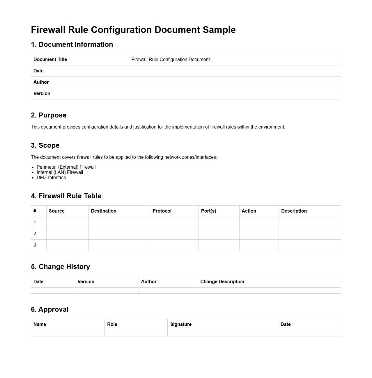 Firewall Rule Configuration Document Sample